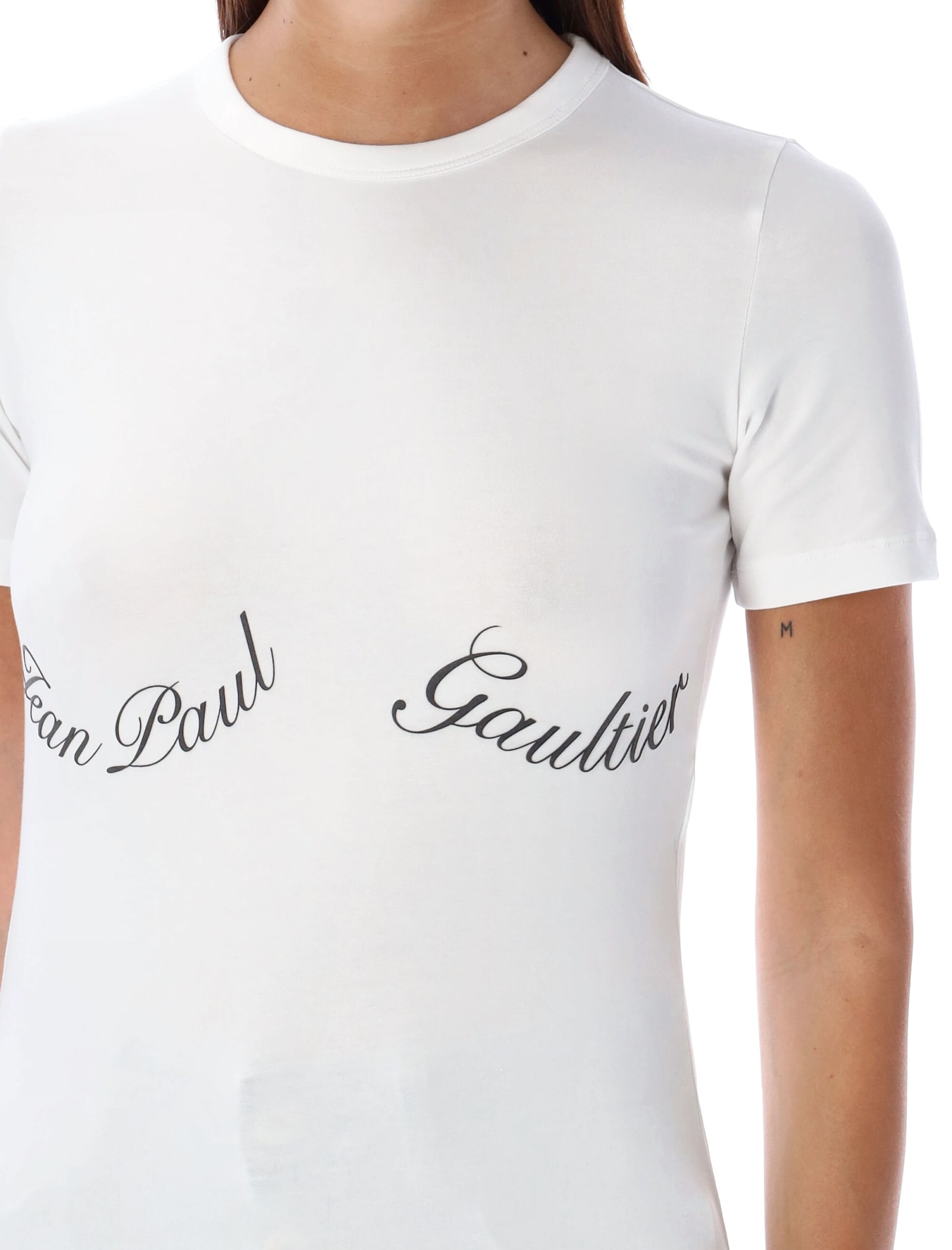 Shop Jean Paul Gaultier Jpg Signature T-shirt In White Black