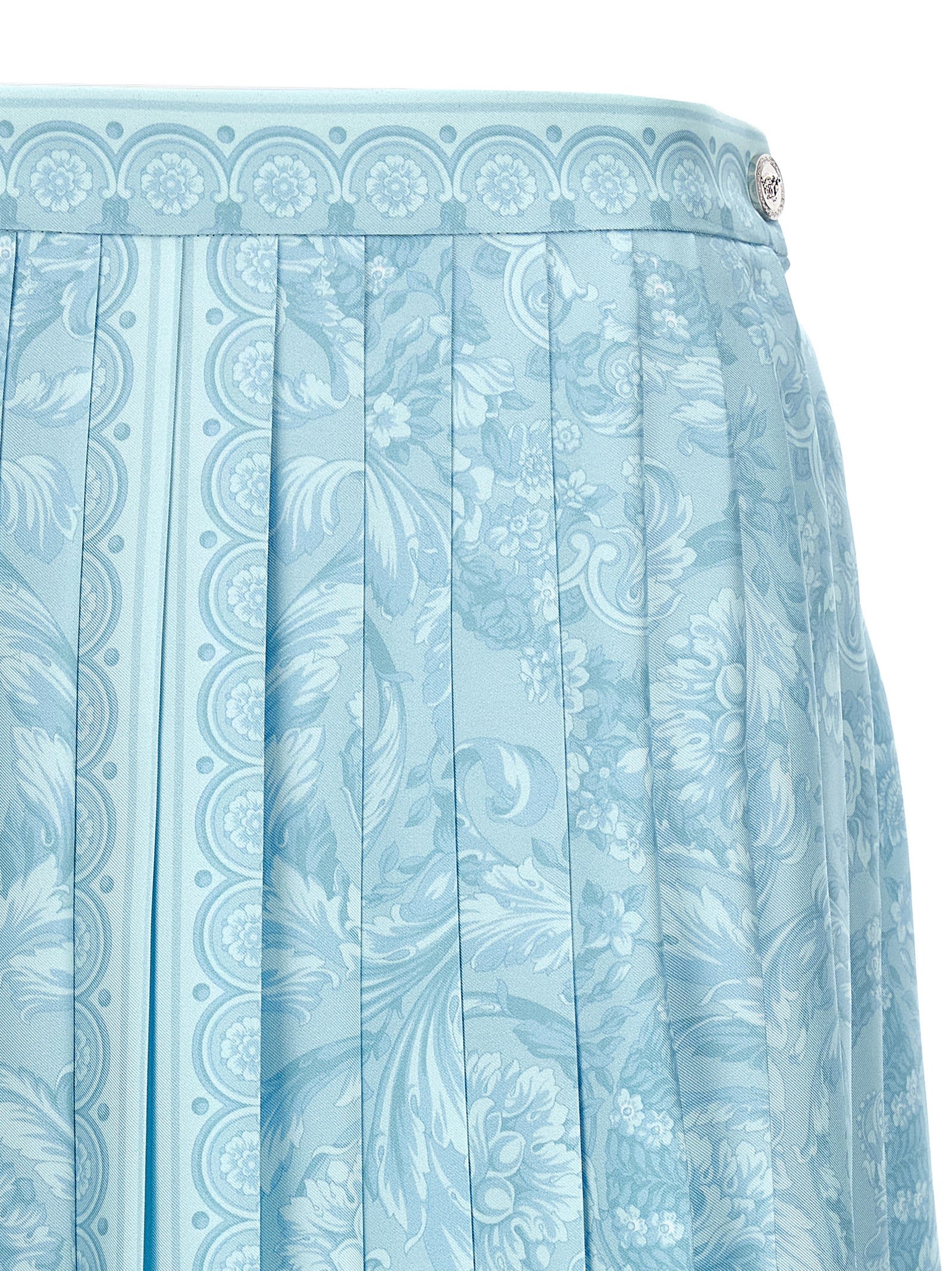 Shop Versace Barocco Skirt In Light Blue