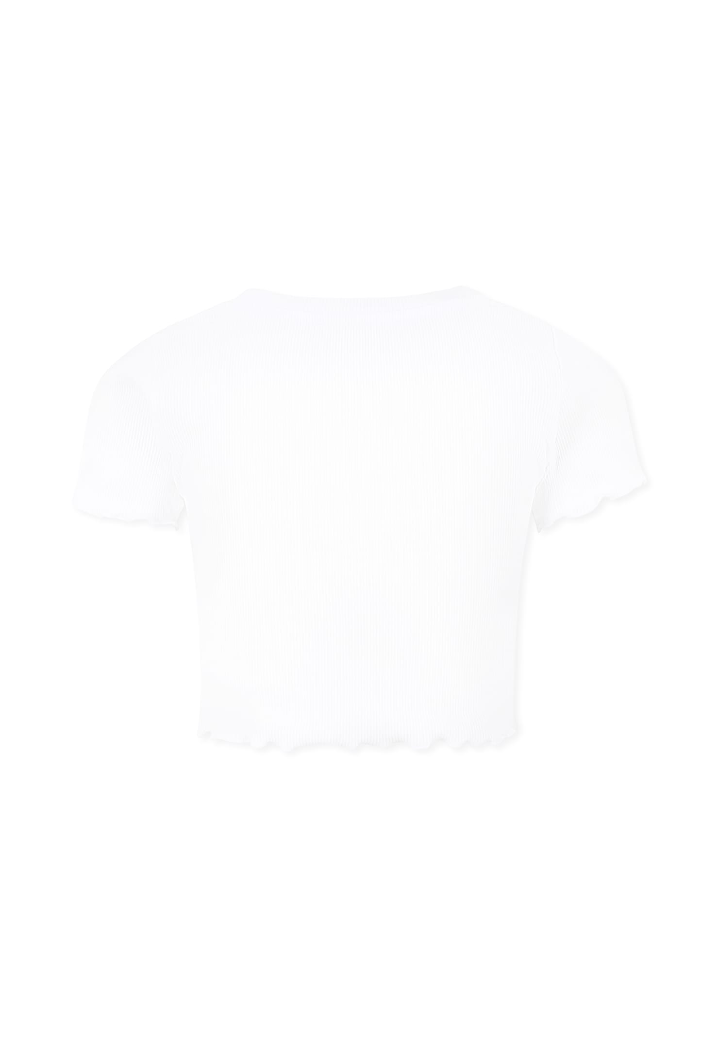 RYKIEL ENFANT WHITE CROP T-SHIRT FOR GIRL WITH LOGO