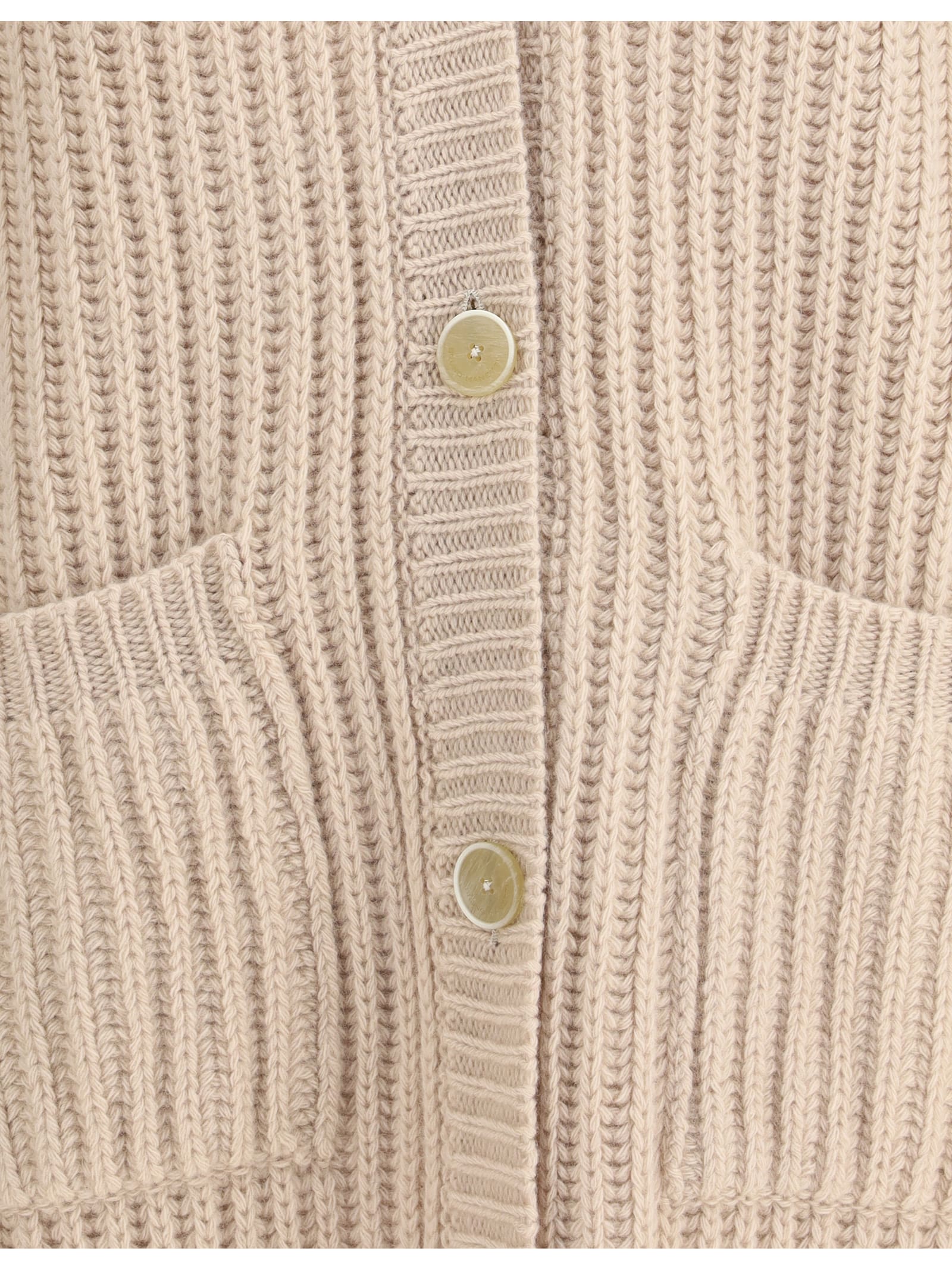Bruno Manetti Wool Midi Cardigan In Neutral