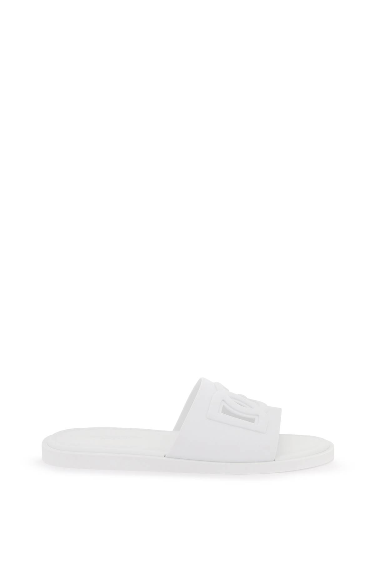Shop Dolce & Gabbana Dg Rubber Slides In Bianco