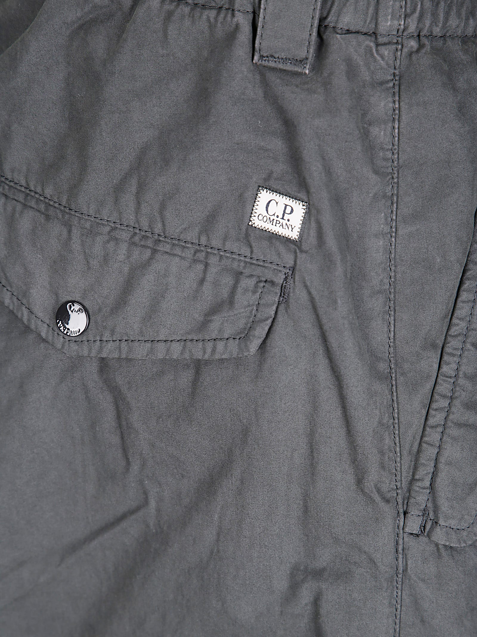C.p. Company Drawstring Flap-pocket Trousers In Gray