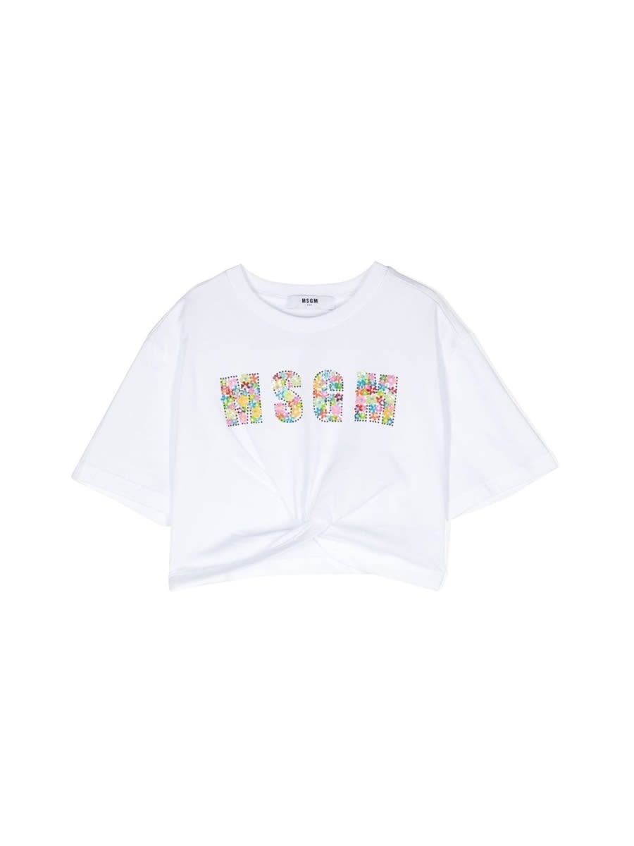 Msgm Kids' Short T-shirt In White