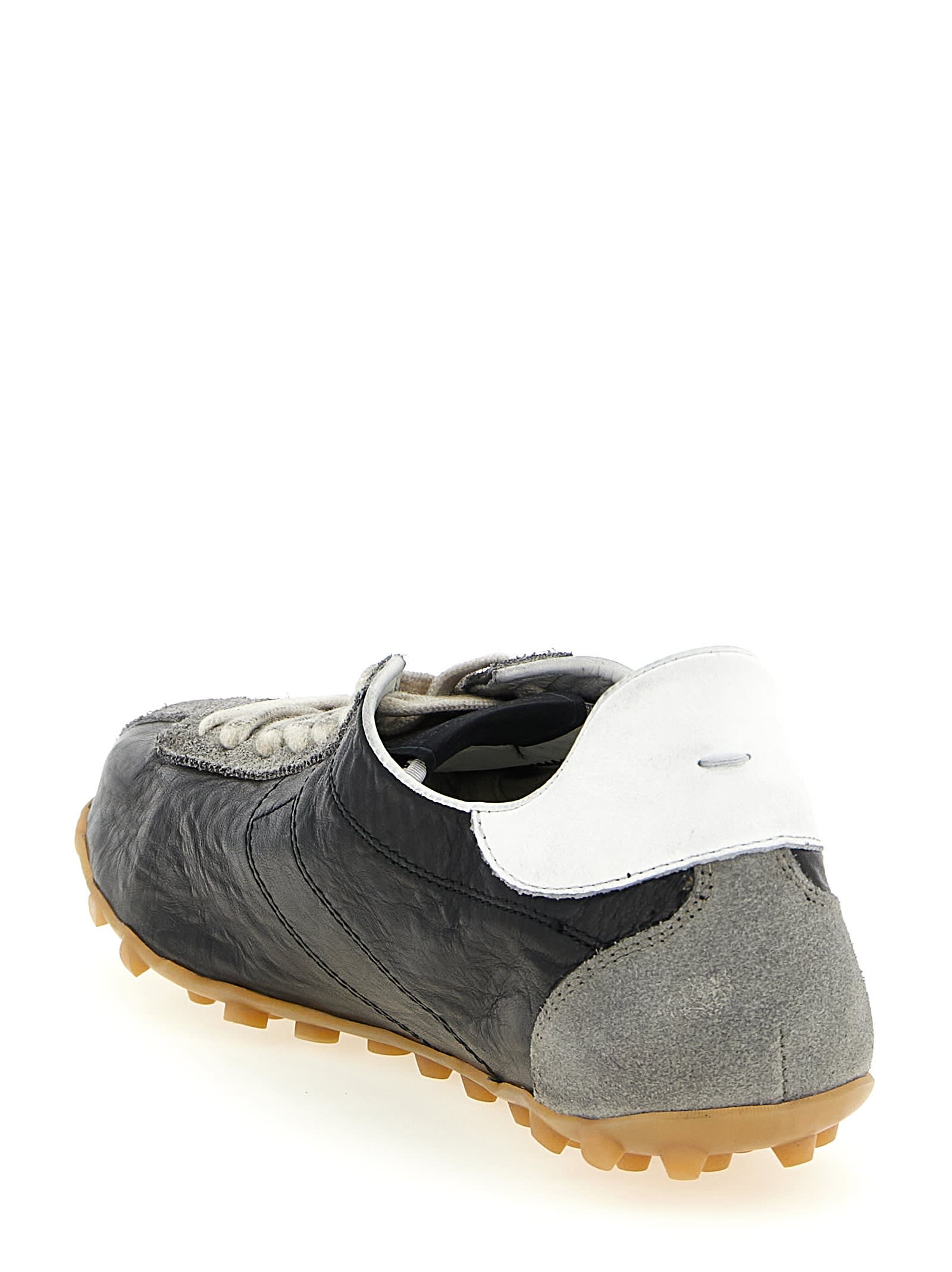 Maison Margiela Sneakers Sprinters In Suede And Leather With Vintage Finish In Black
