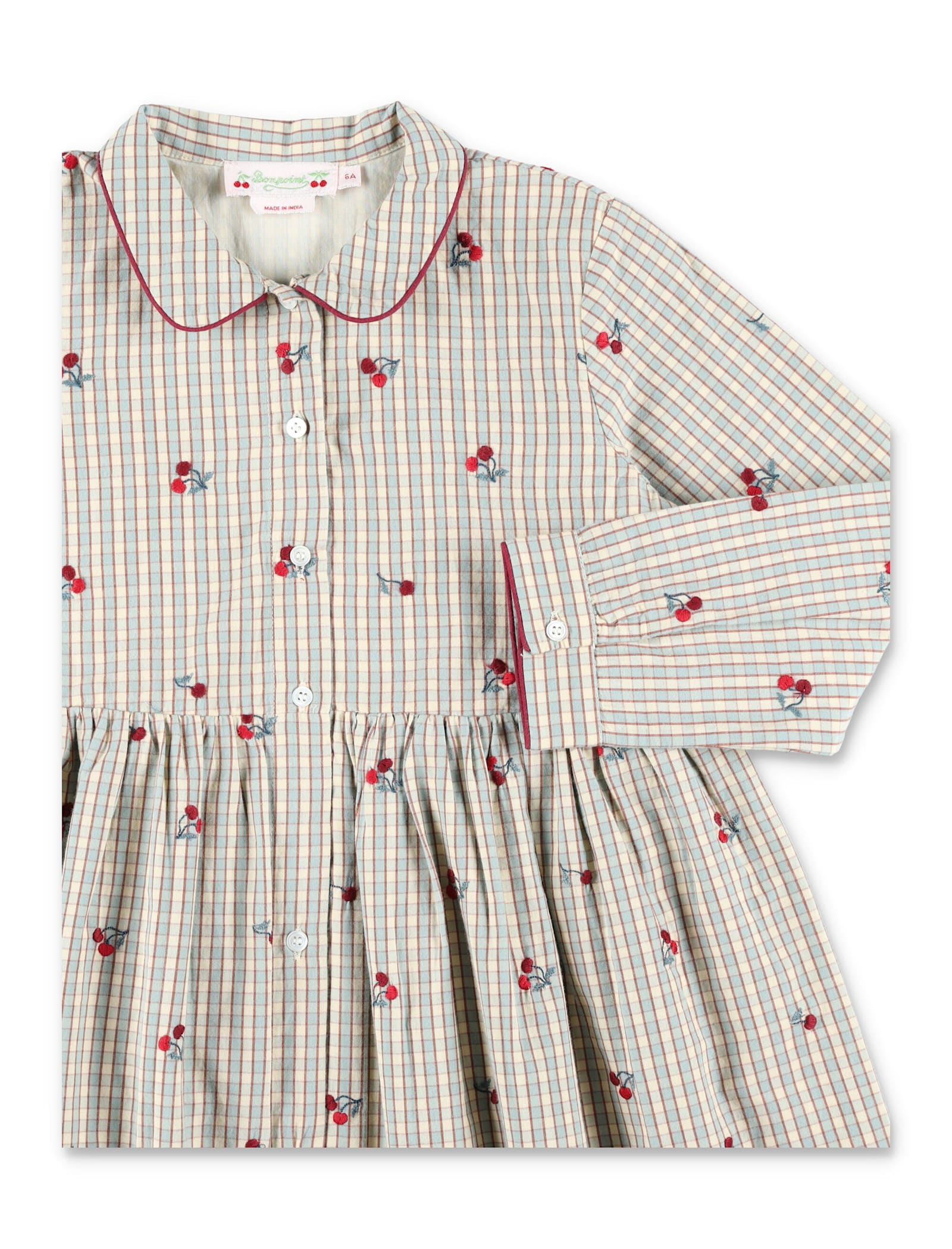 Bonpoint Janessa Girls Dress With Cherry Embroidery In Multi