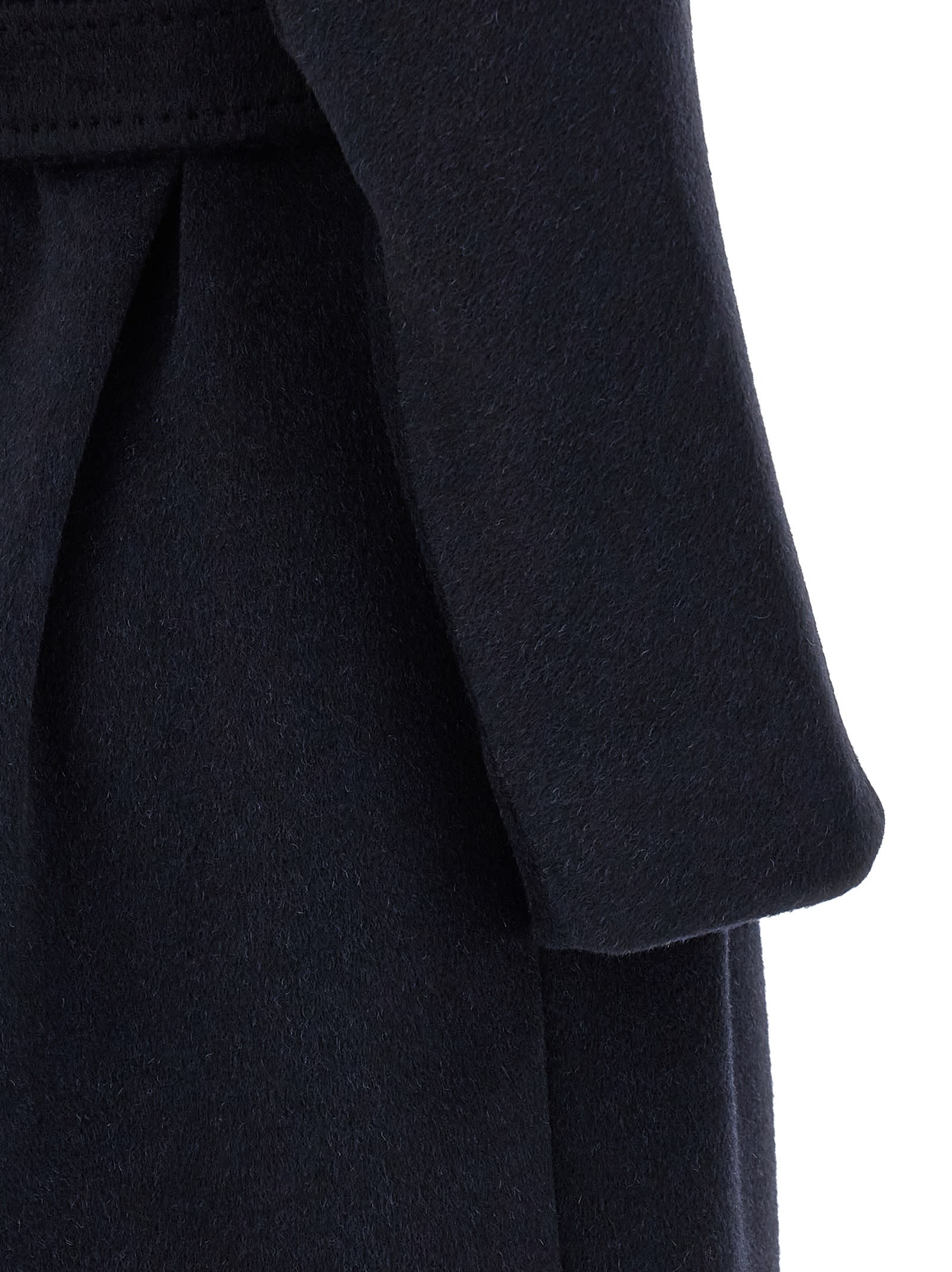 Weekend Max Mara Belted Long Sleeve Coat Side Pockets In Blue