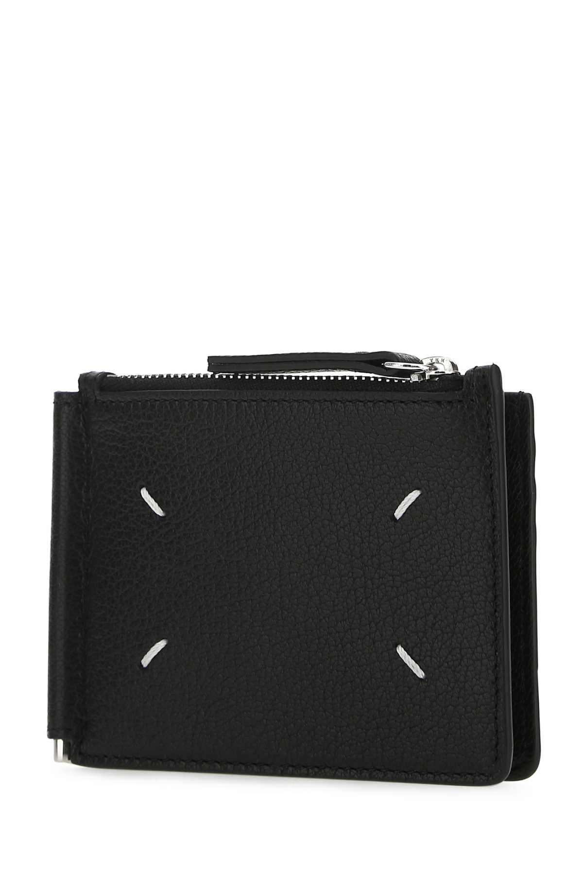 Shop Maison Margiela Black Leather Card Holder In T8013