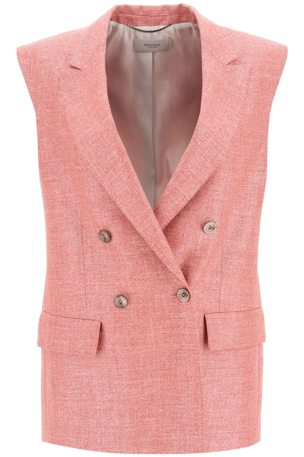 AGNONA DOUBLE-BREASTED waistcoat IN SILK, LINEN AND WOOL