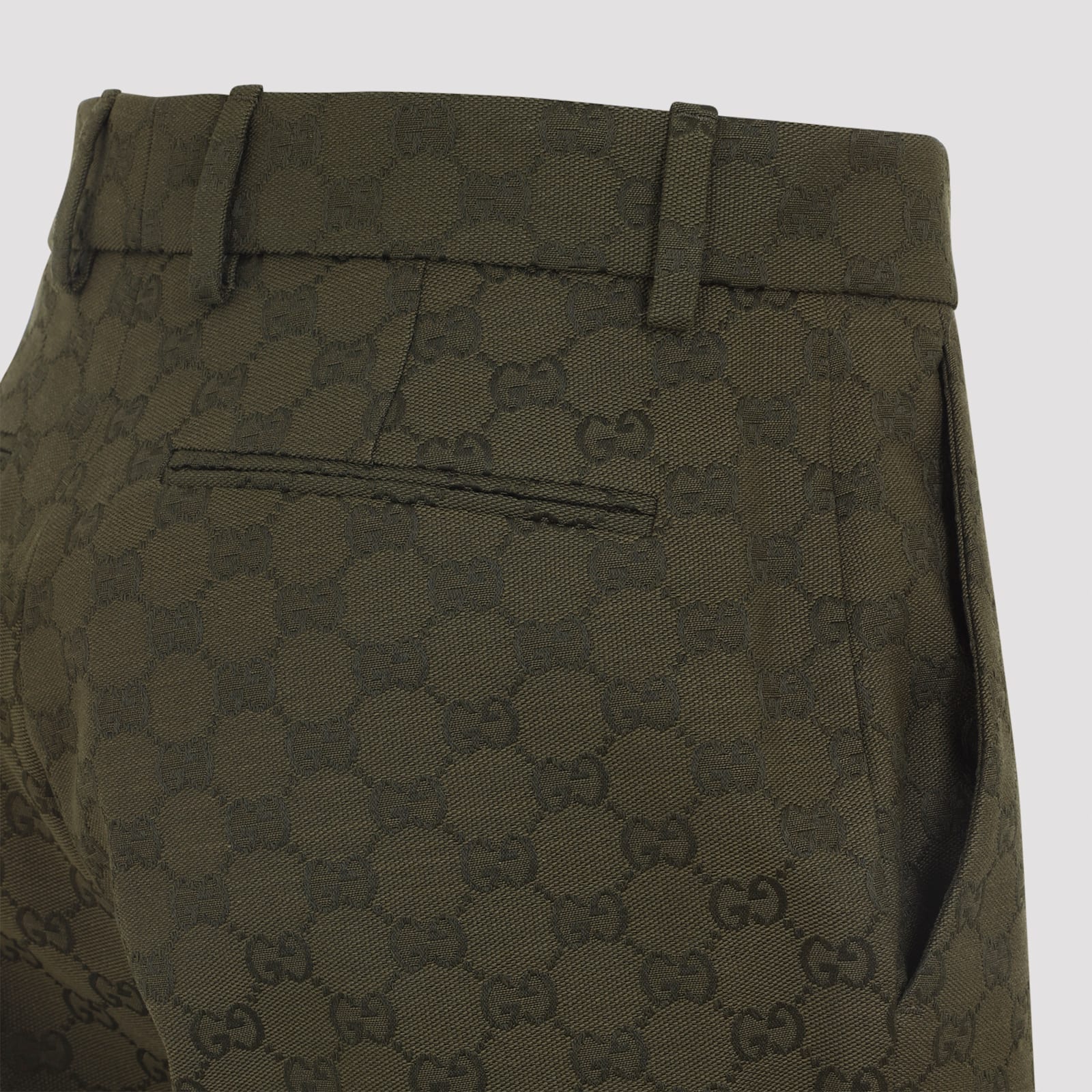 Gucci Gg Jacquard Cotton-blend Bootcut Pants In Green