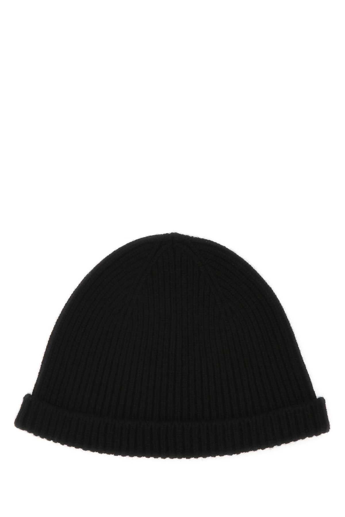 Black Cashmere Beanie Hat