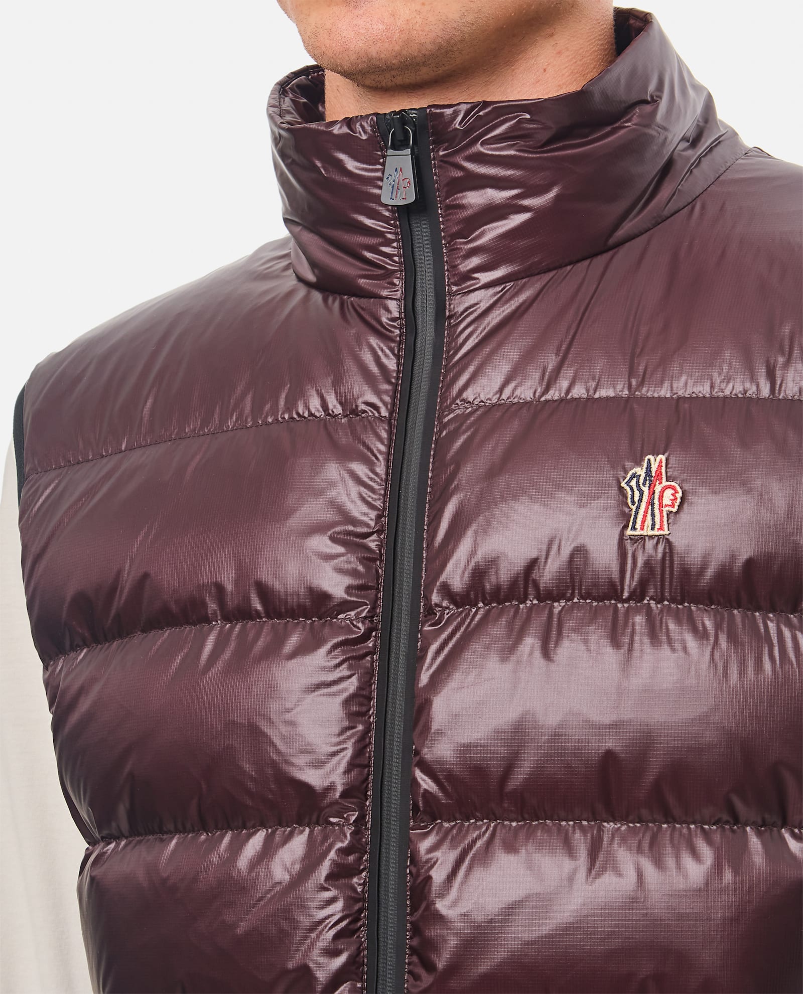 Shop Moncler Padded Vest In Brown