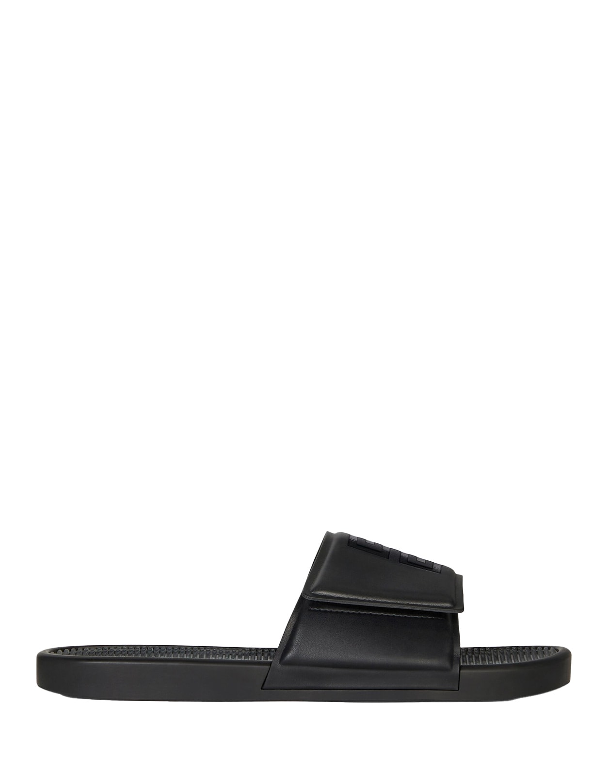 Givenchy Flat Slide Sandals In Black Synthetic Leather