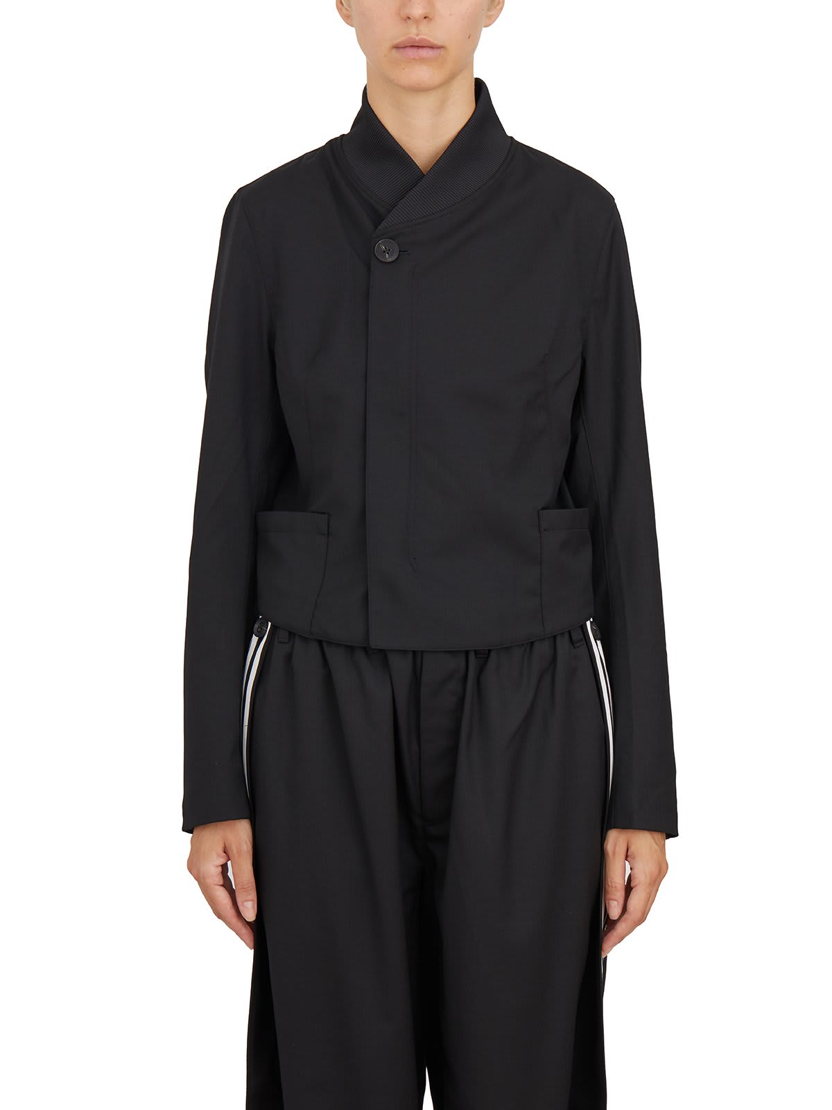 Shop Y-3 Cropped Twill Jacket In Black