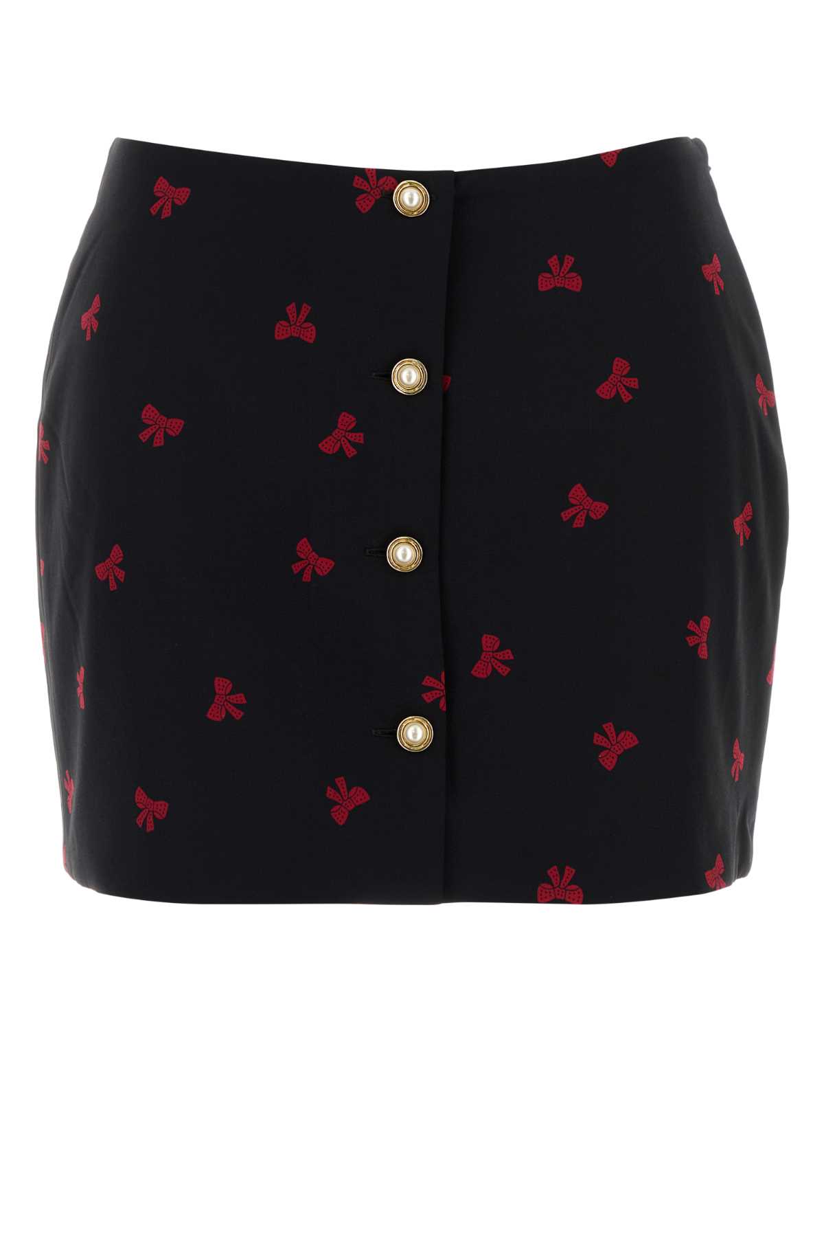 Alessandra Rich Printed Silk Mini Skirt In Black