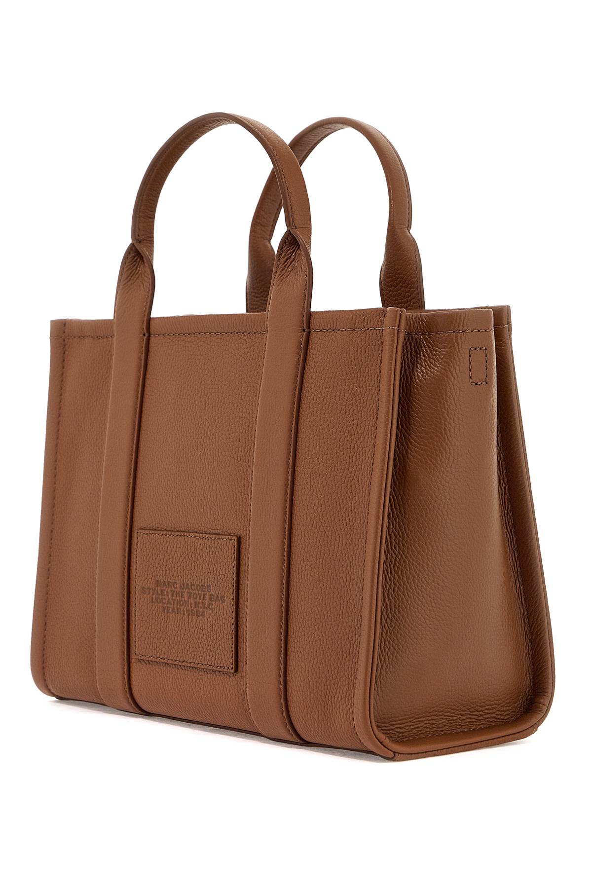 Shop Marc Jacobs The Leather Medium Tote Bag In Argan Oil (brown)