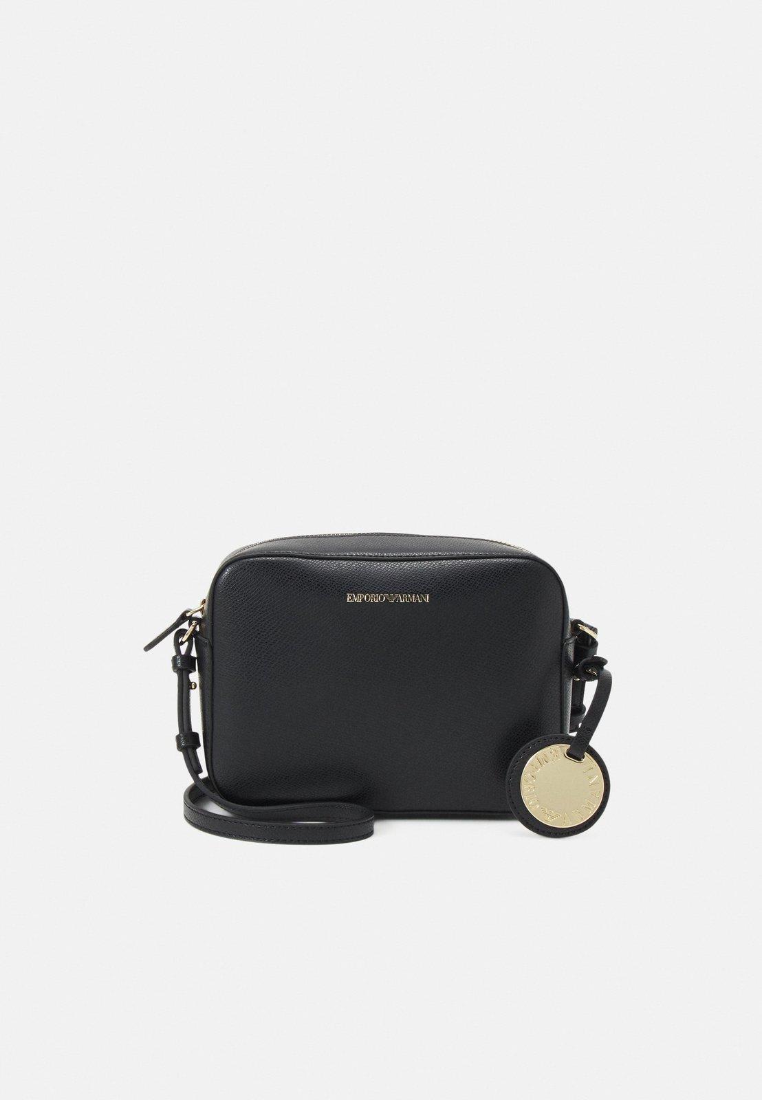 Shop Emporio Armani Logo Printed Zipped Camera Bag  In Black