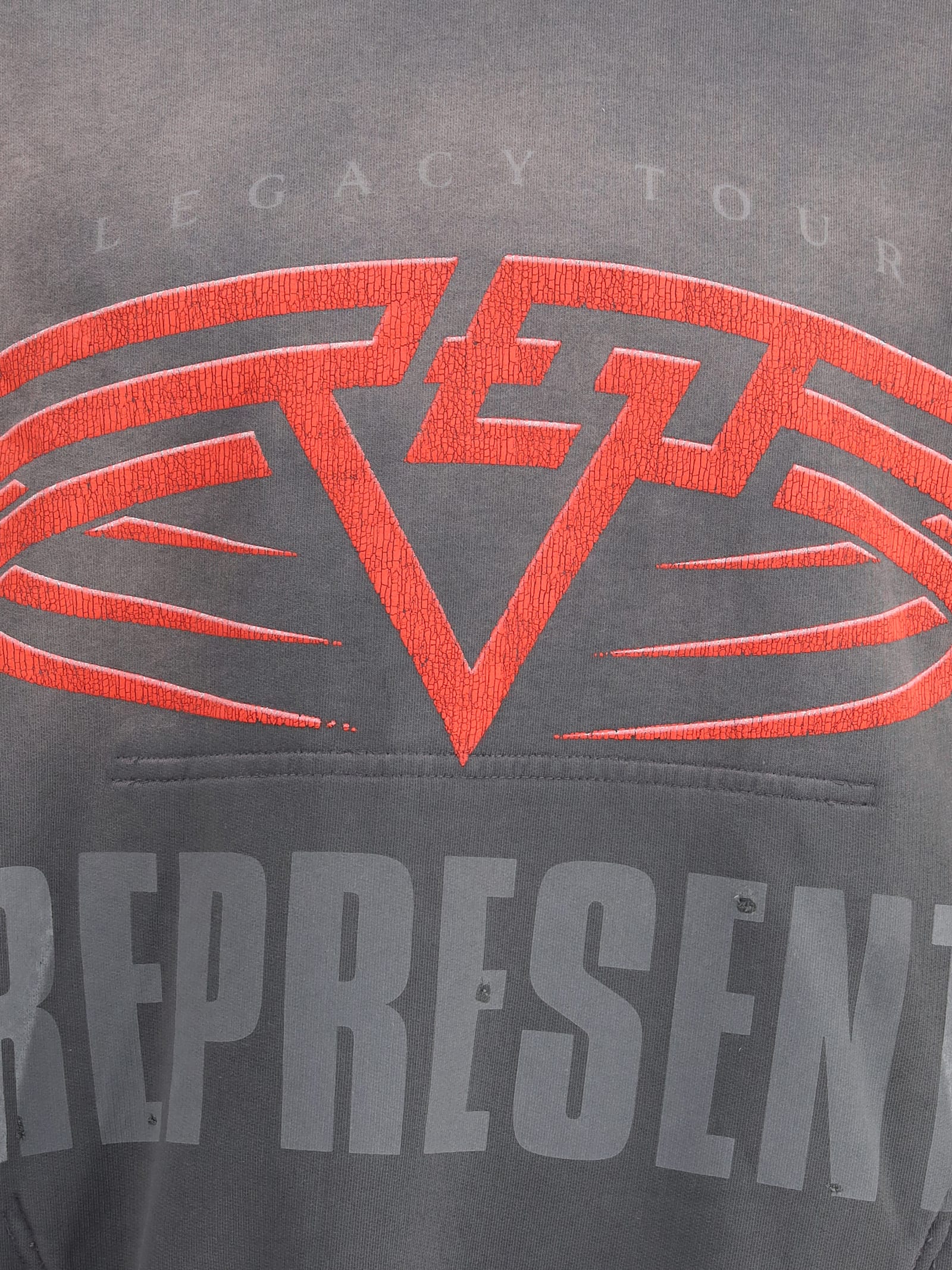 Represent Grey Hoodie With Maxi Logo Print On Front And Rear And Dropped Shoulders In Cotton Man In Gray