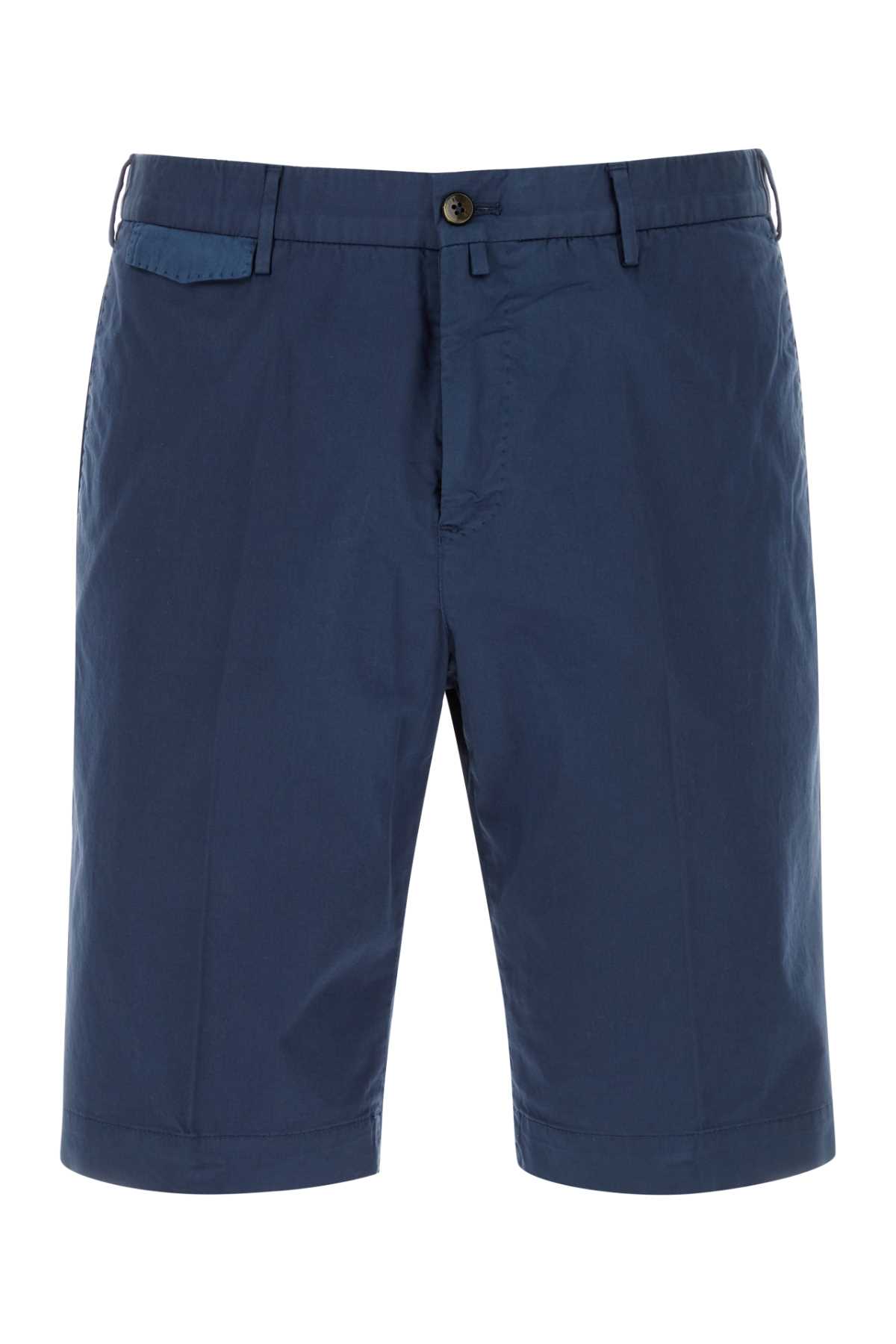 Blue Stretch Cotton Bermuda Shorts