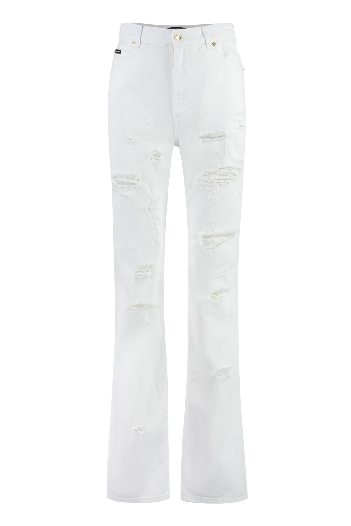 Shop Dolce & Gabbana 5-pocket Straight-leg Jeans In White