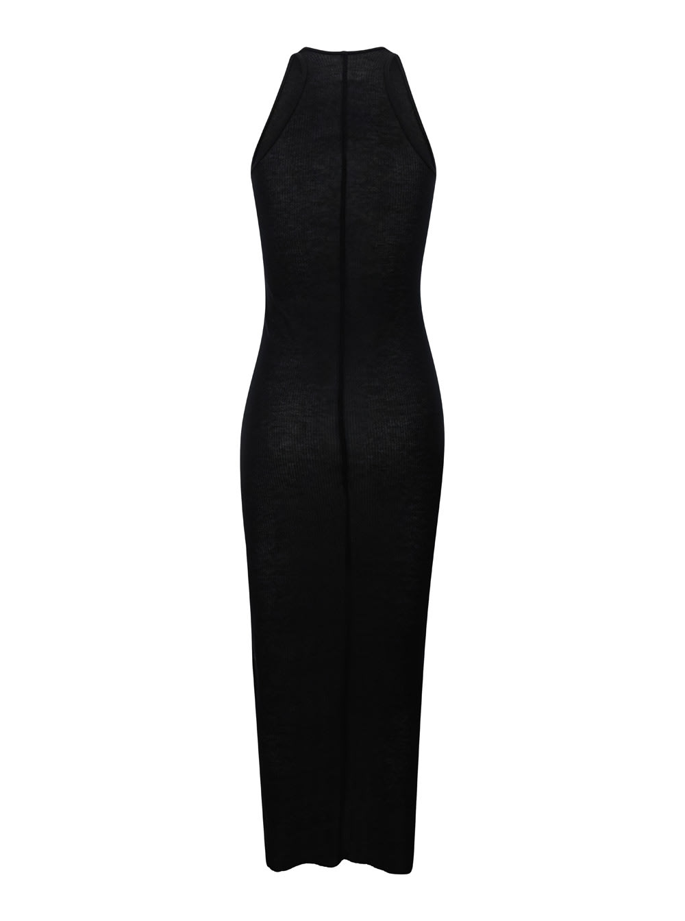 Shop Rick Owens Black Sleeveless Crew Neck Dress In Technical Fabric Woman