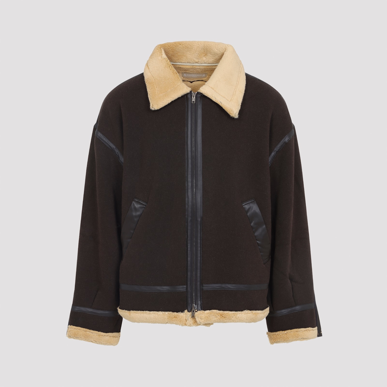 Mastermind Japan Brown Cotton Mutton Jacket With Embroidered Skull Detail In Brown