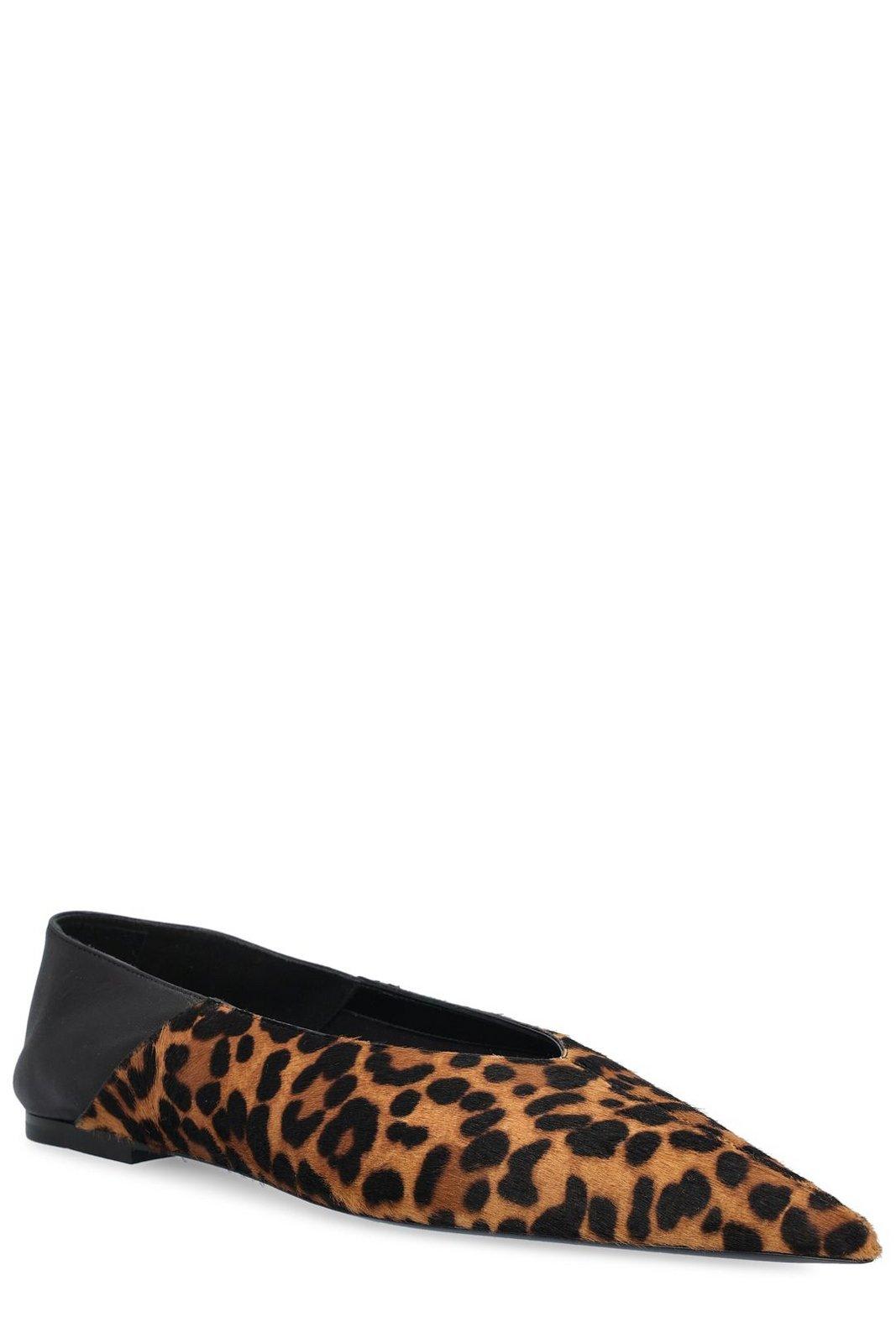 Saint Laurent All-over Patterned Pointed Toe Flat Shoes
