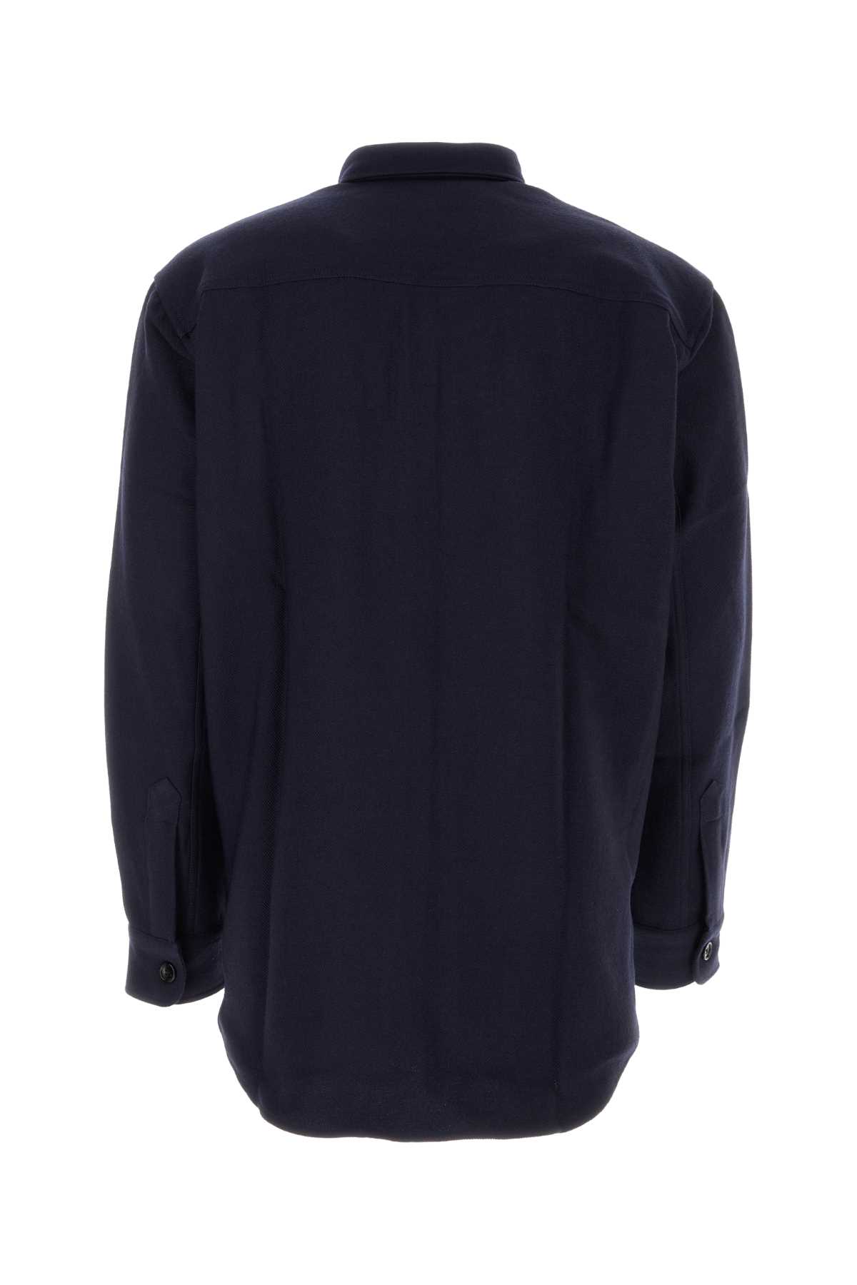 Ami Alexandre Mattiussi Blue Wool Oversize Shirt In Nightblue