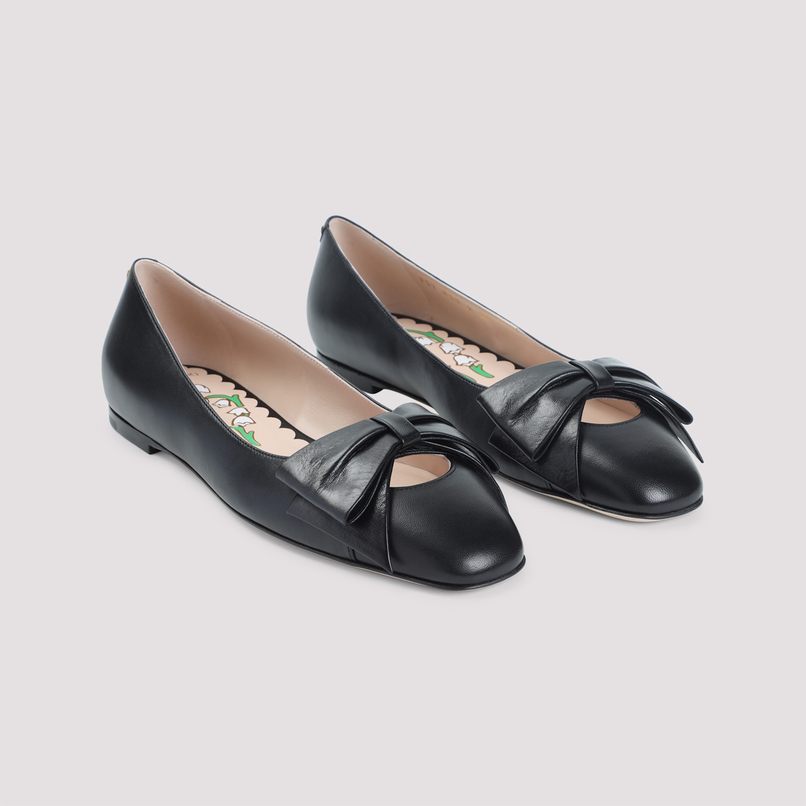Valentino Leather Ballerinas With Iconic Bow Detail In Black
