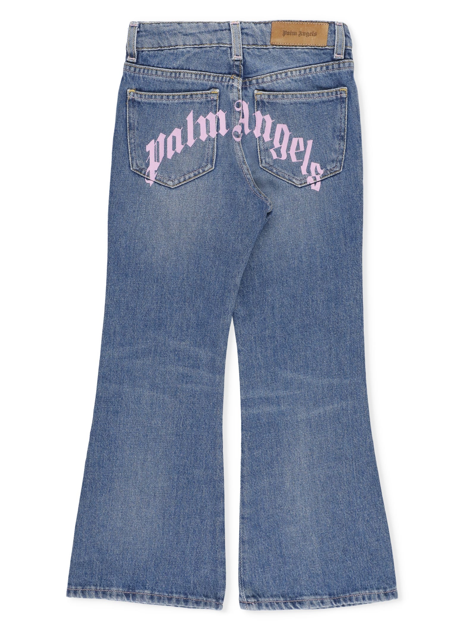 Shop Palm Angels Jeans With Print In Blue