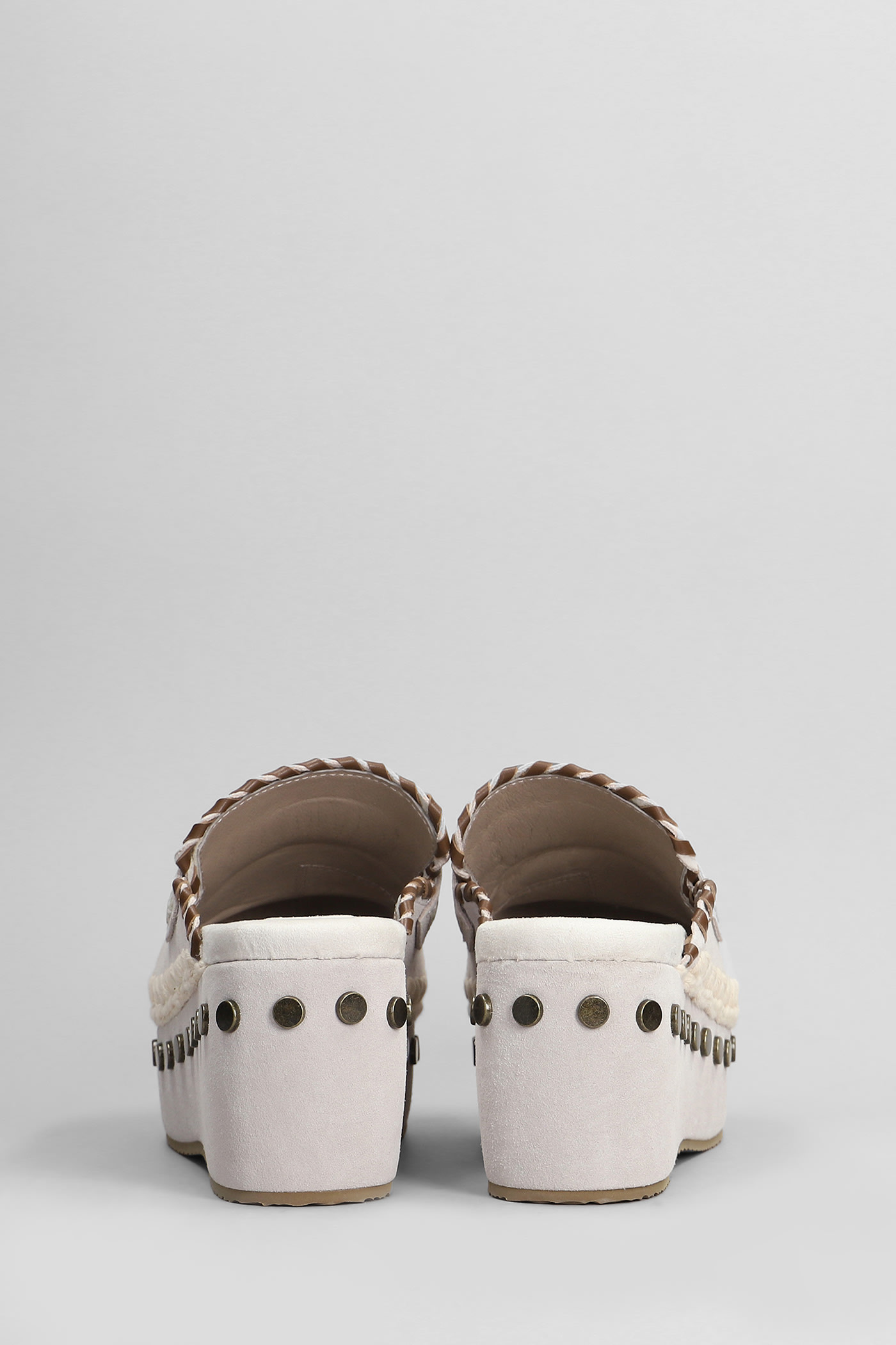 Shop Mou Clog Leather Slipper-mule In Grey Suede