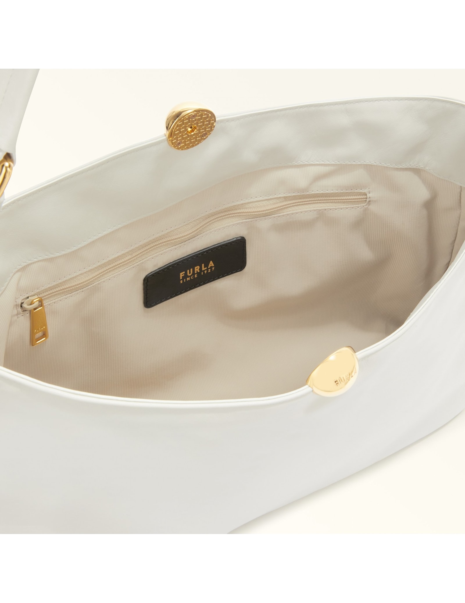 Furla Sfera Soft L Shoulder Bag In Marshmallow Color Leather In Marshmallow