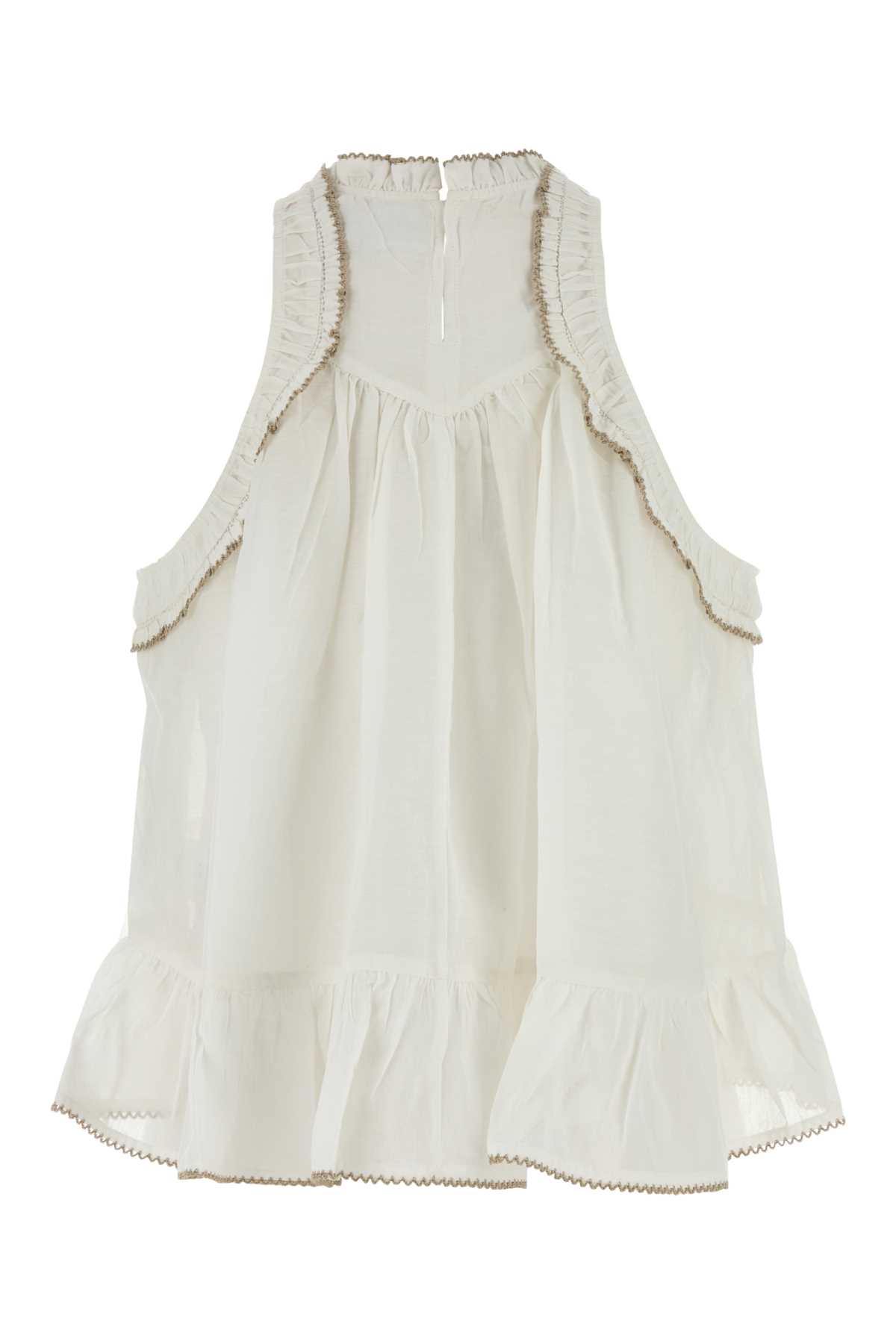 Isabel Marant Étoile Carlee Top With Frilled Hem And Keyhole Back In White