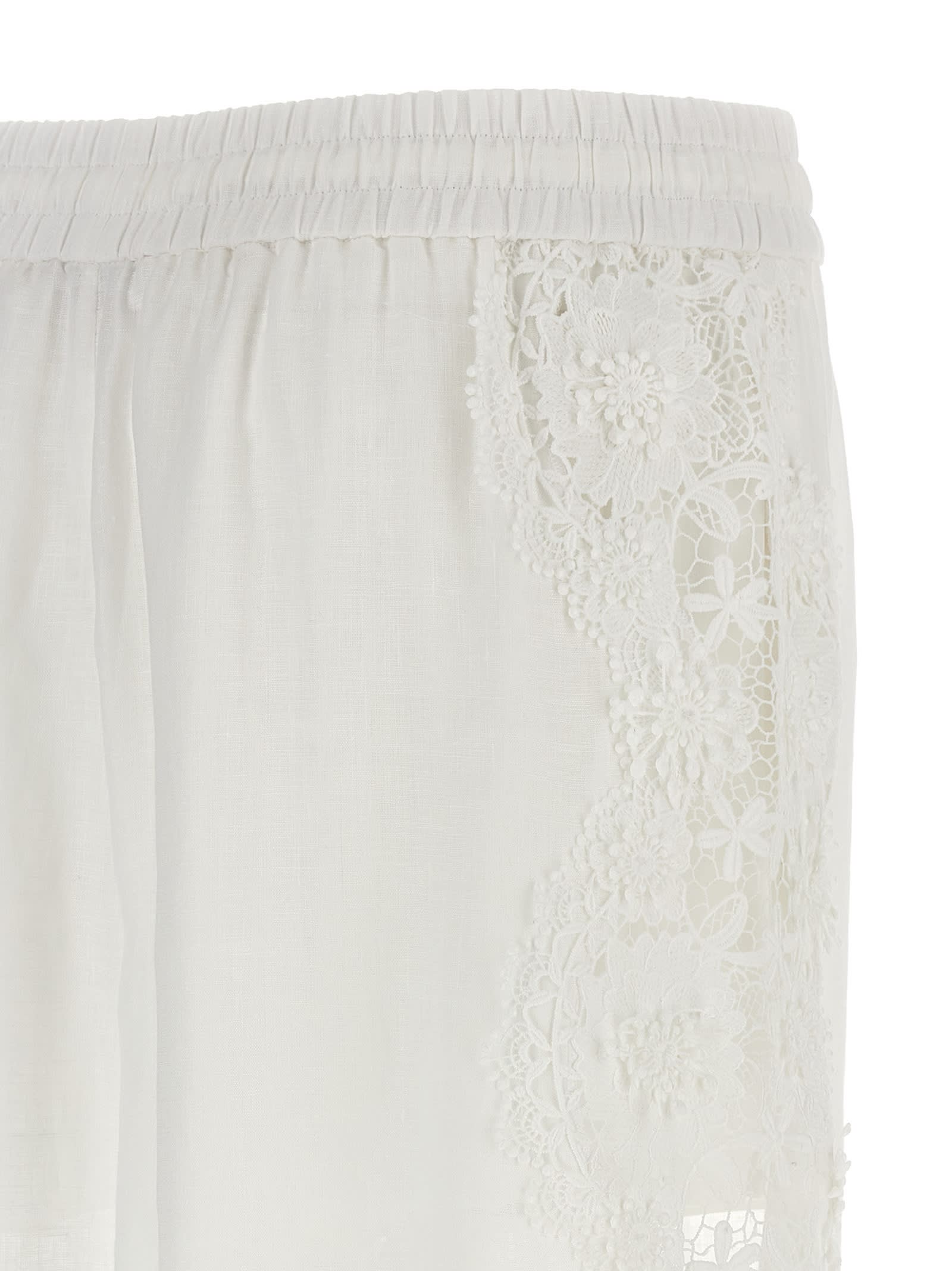 Shop Zimmermann Halliday Lace Flower Pants In White