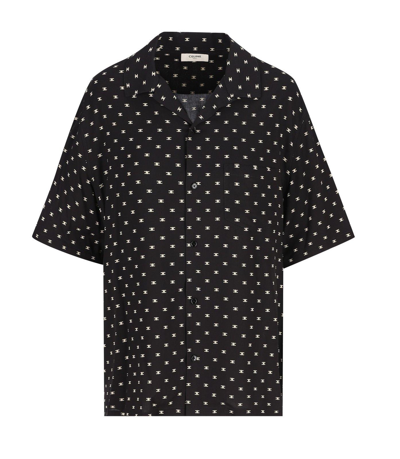 Shop Celine All-over Logo Patterned Short-sleeved Shirt