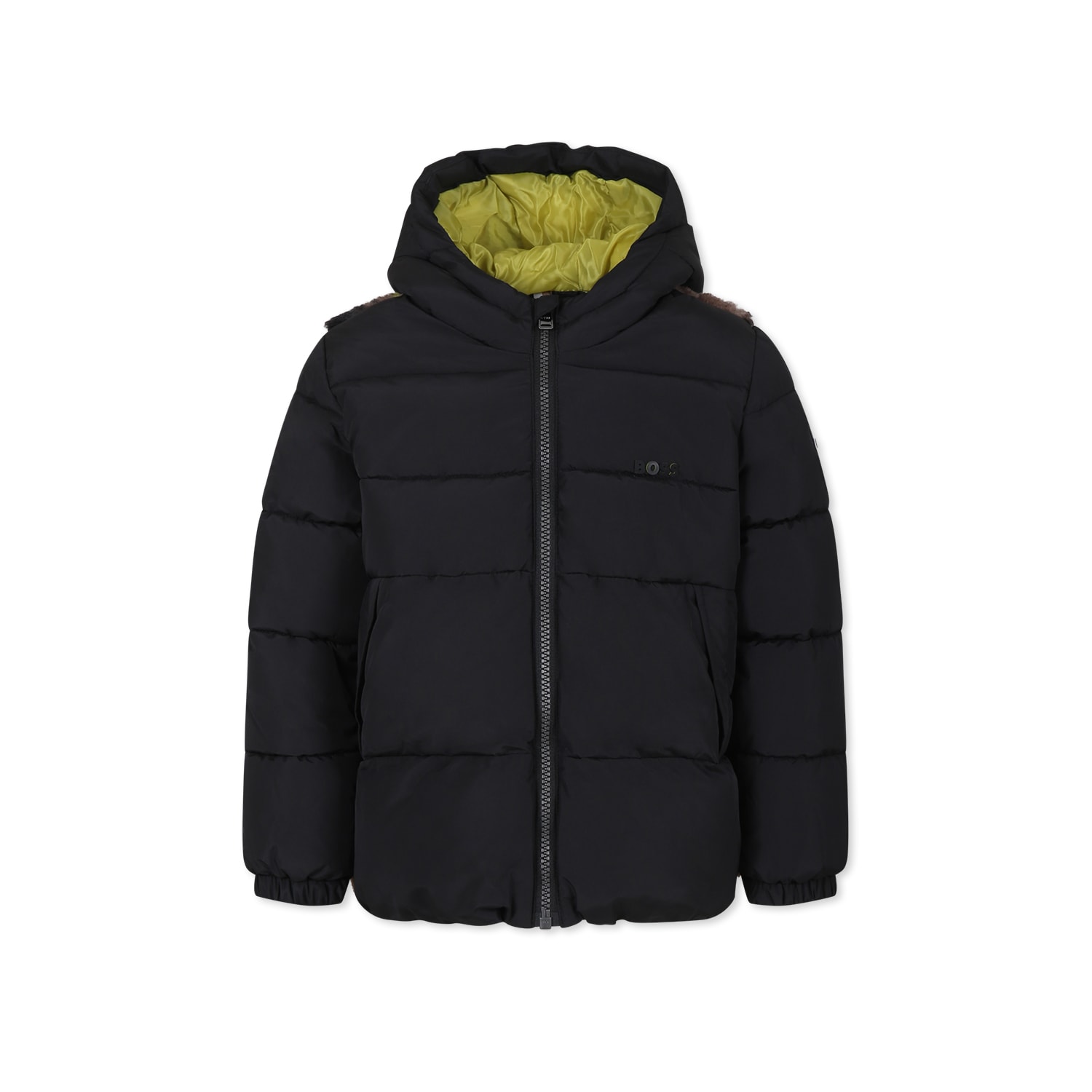 Hugo Boss Black Down Jacket For Boy With Logo In Black