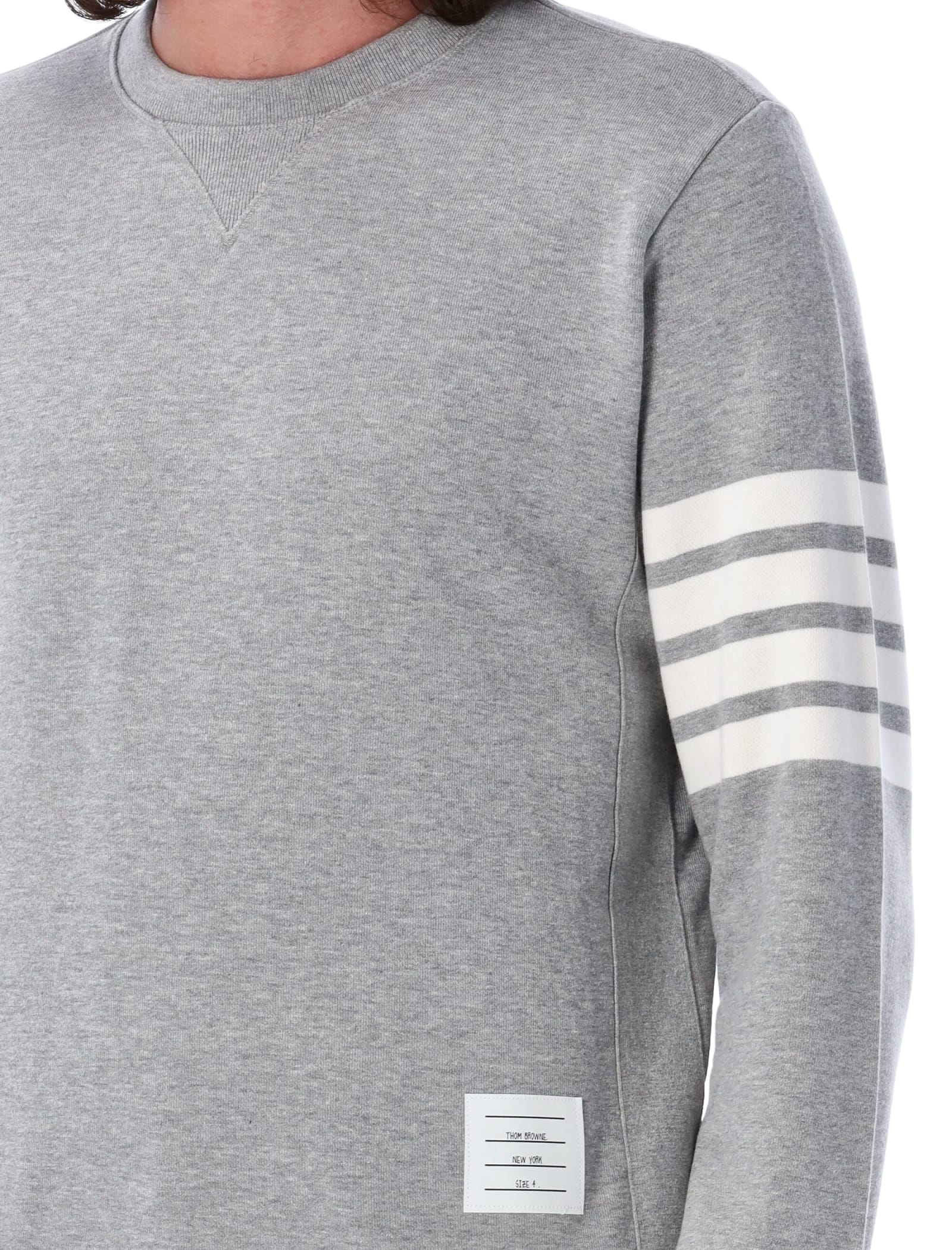 Shop Thom Browne Classic Crewneck In Light Grey