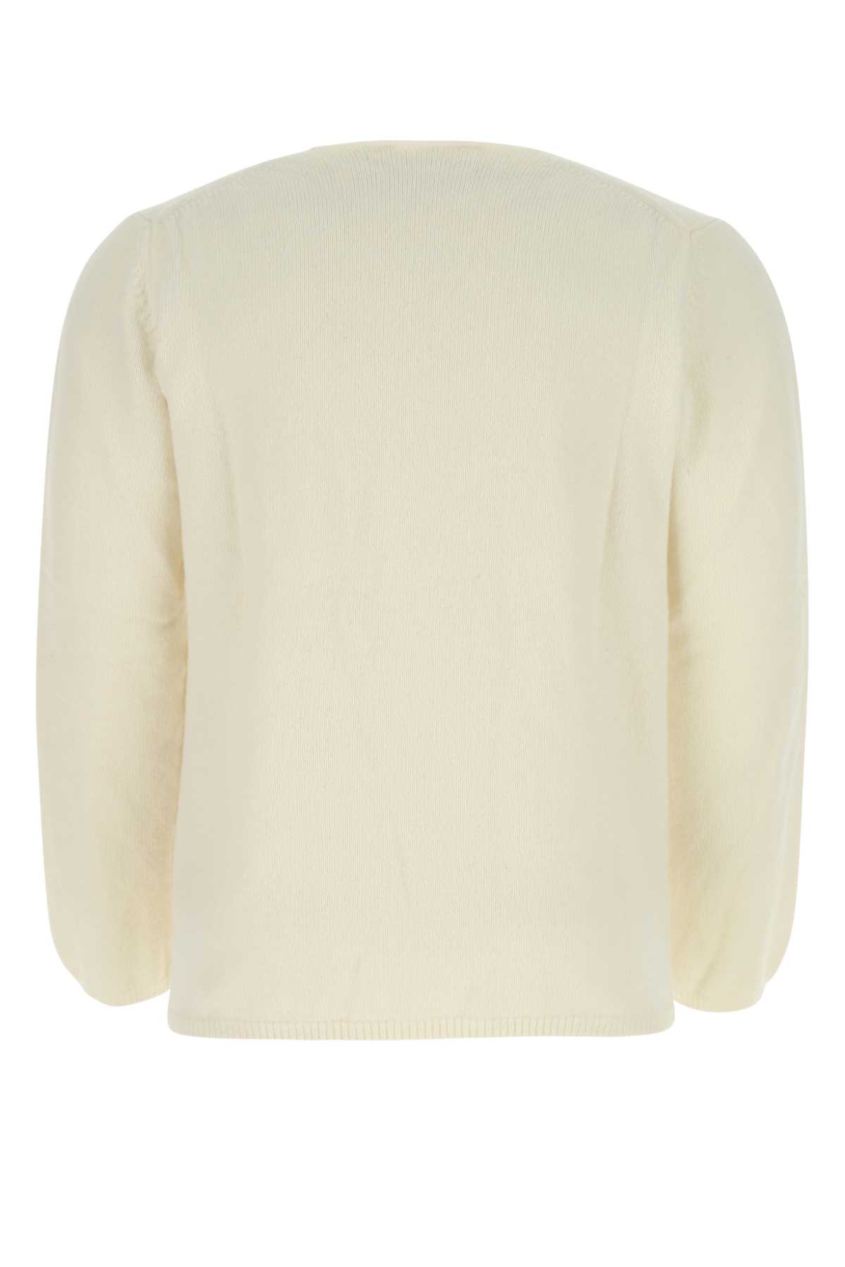 Comme Des Garçons Shirt Ivory Wool Blend Sweater In Camel