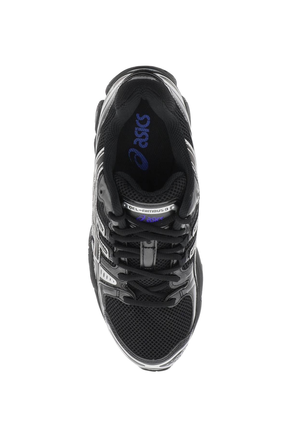 Shop Asics Gel-nimbus 9 Sneakers In Black Pure Silver (black)