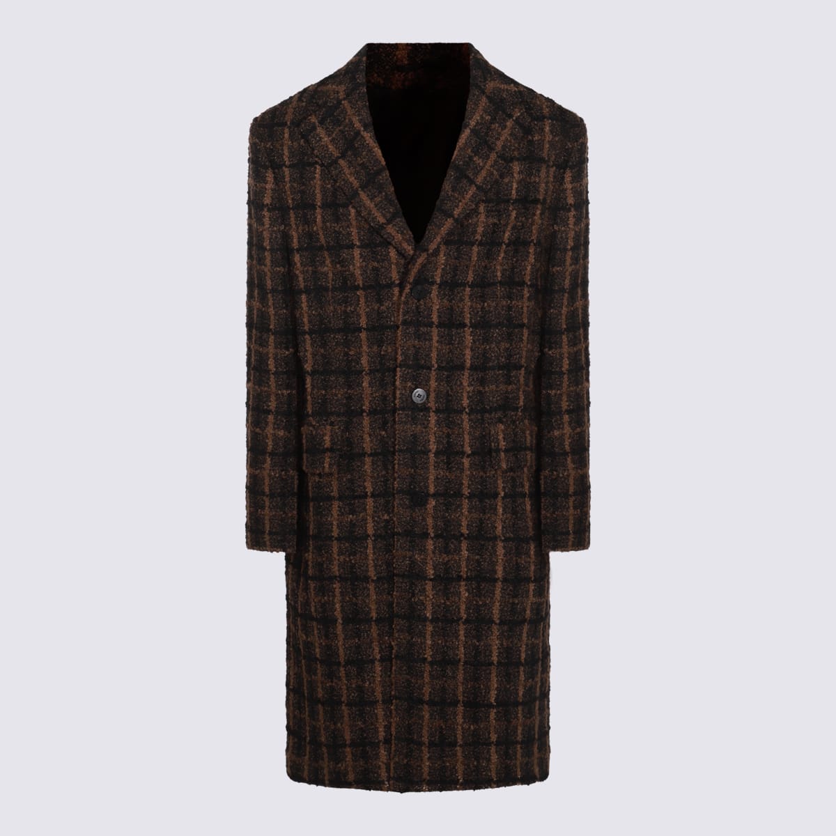 Shop Versace Brown Wool Coat