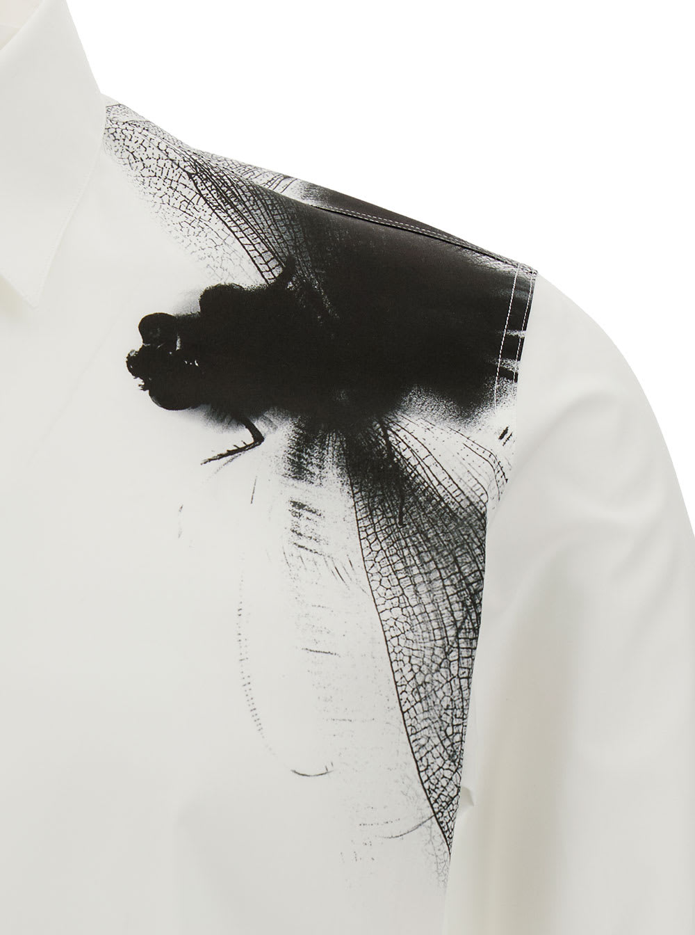 Shop Alexander Mcqueen White Shirt With Contrasting Print In Cotton Man In White/black