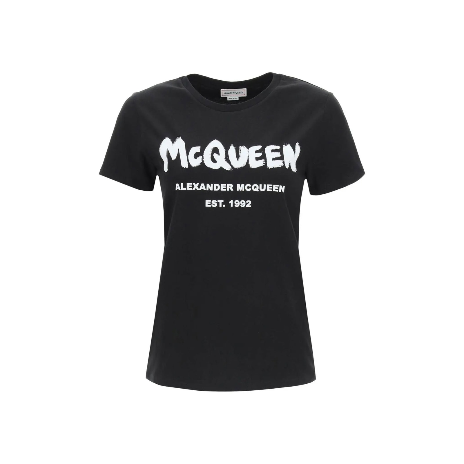 Shop Alexander Mcqueen Cotton Logo T-shirt In Black