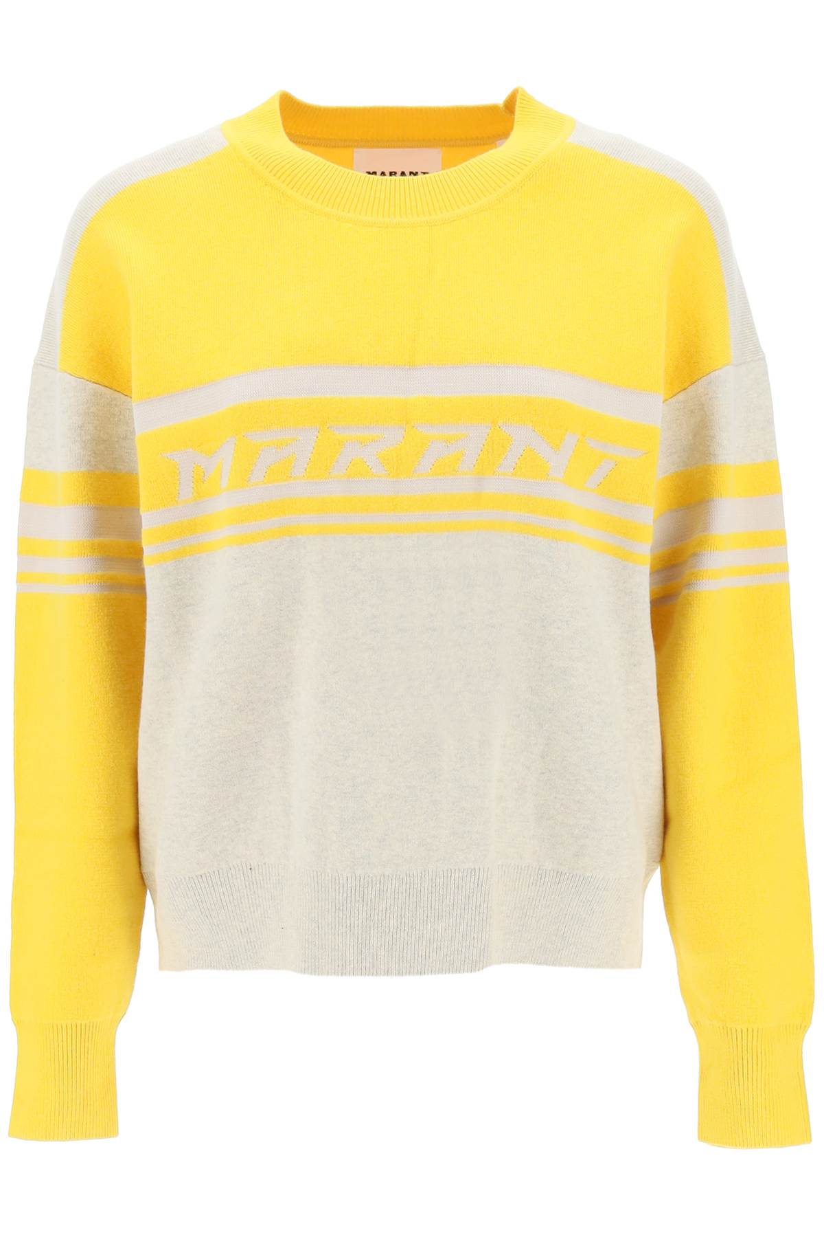Shop Isabel Marant Étoile Callie Jacquard Logo Sweater In Sunshine (grey)