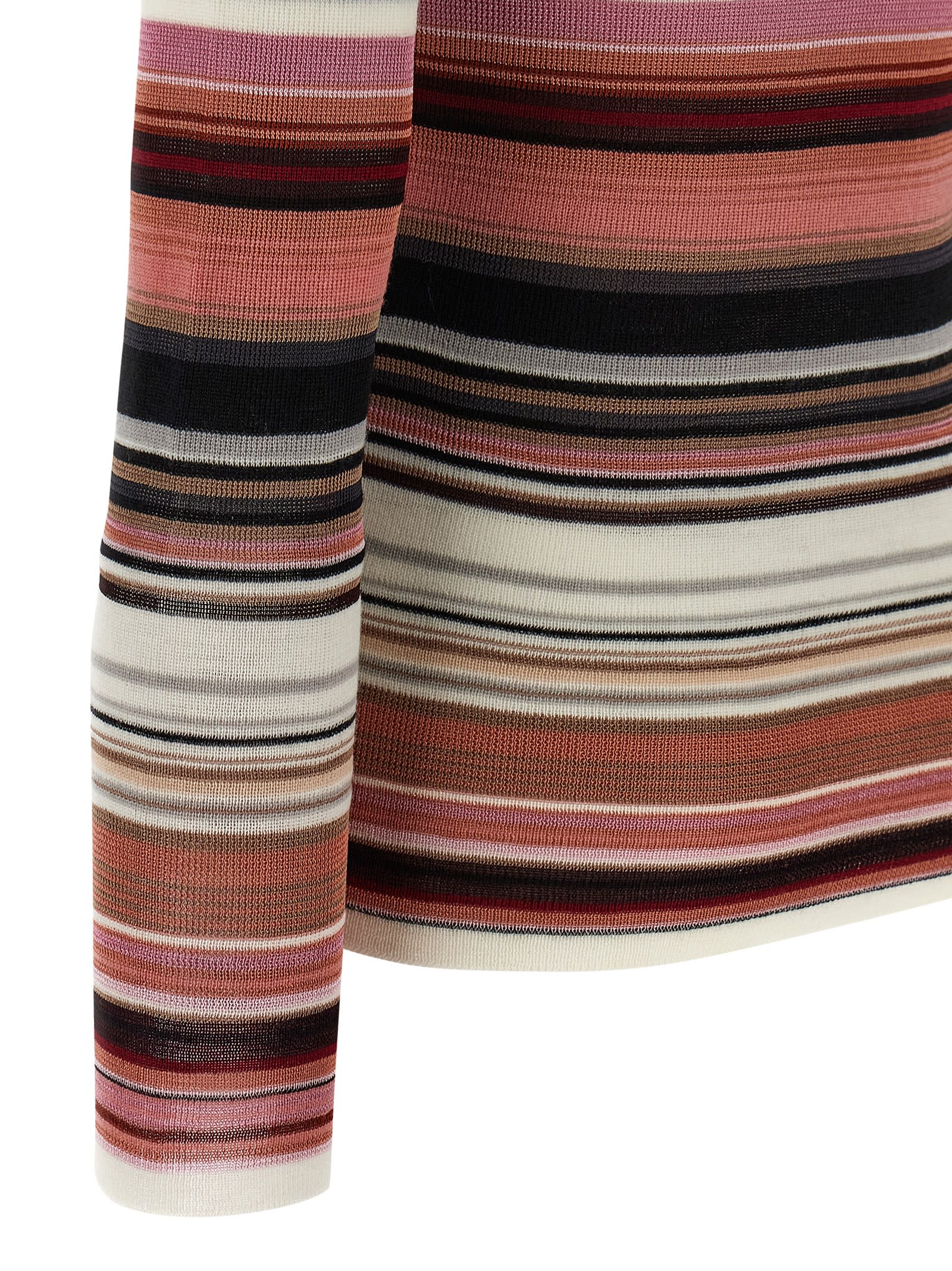 Missoni Striped Turtleneck Sweater Sweaters And Cardigans Pink In Brown