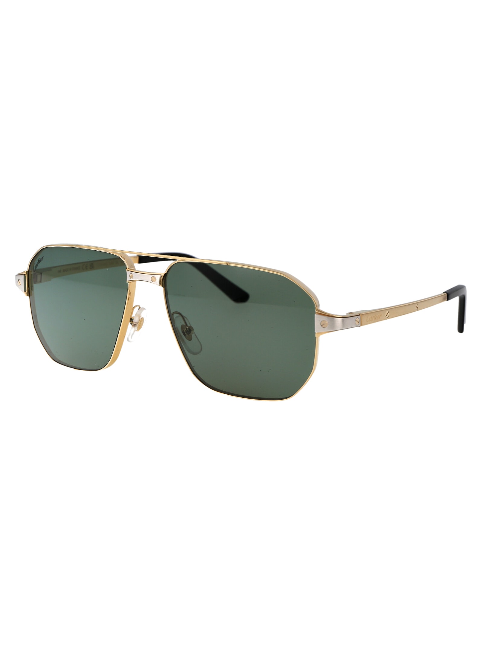 Shop Cartier Ct0424s Sunglasses In 002 Gold Gold Green