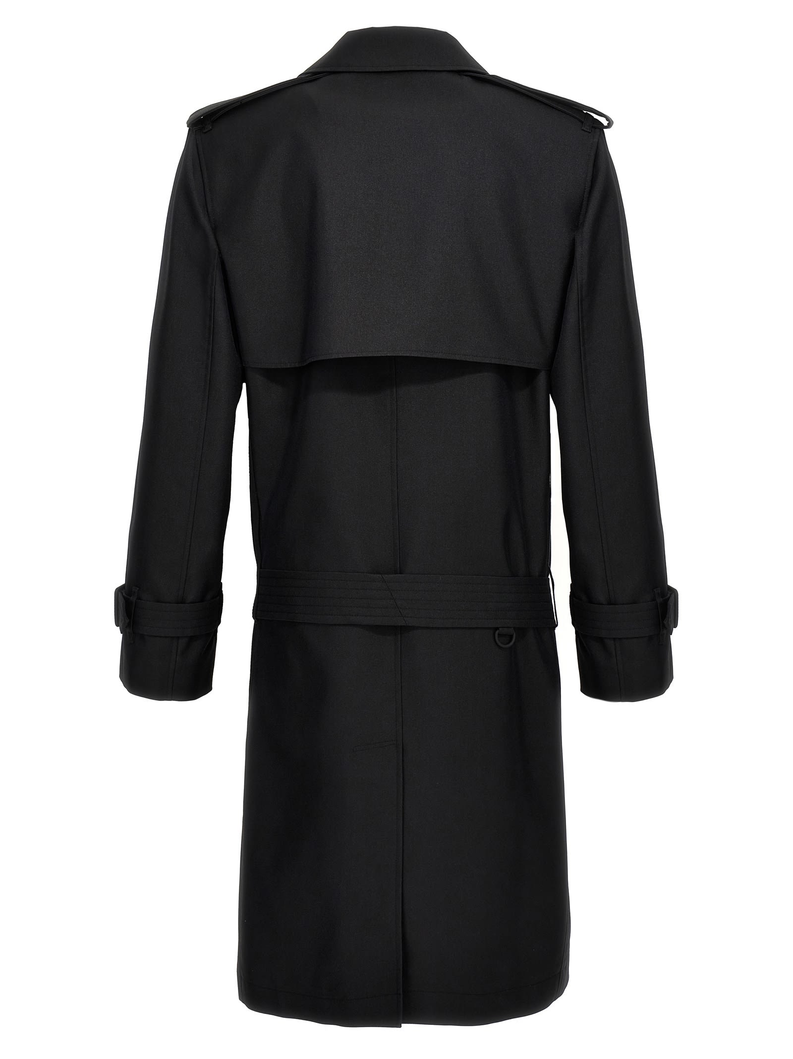Shop Burberry Double-breasted Maxi Trench Coat In Black