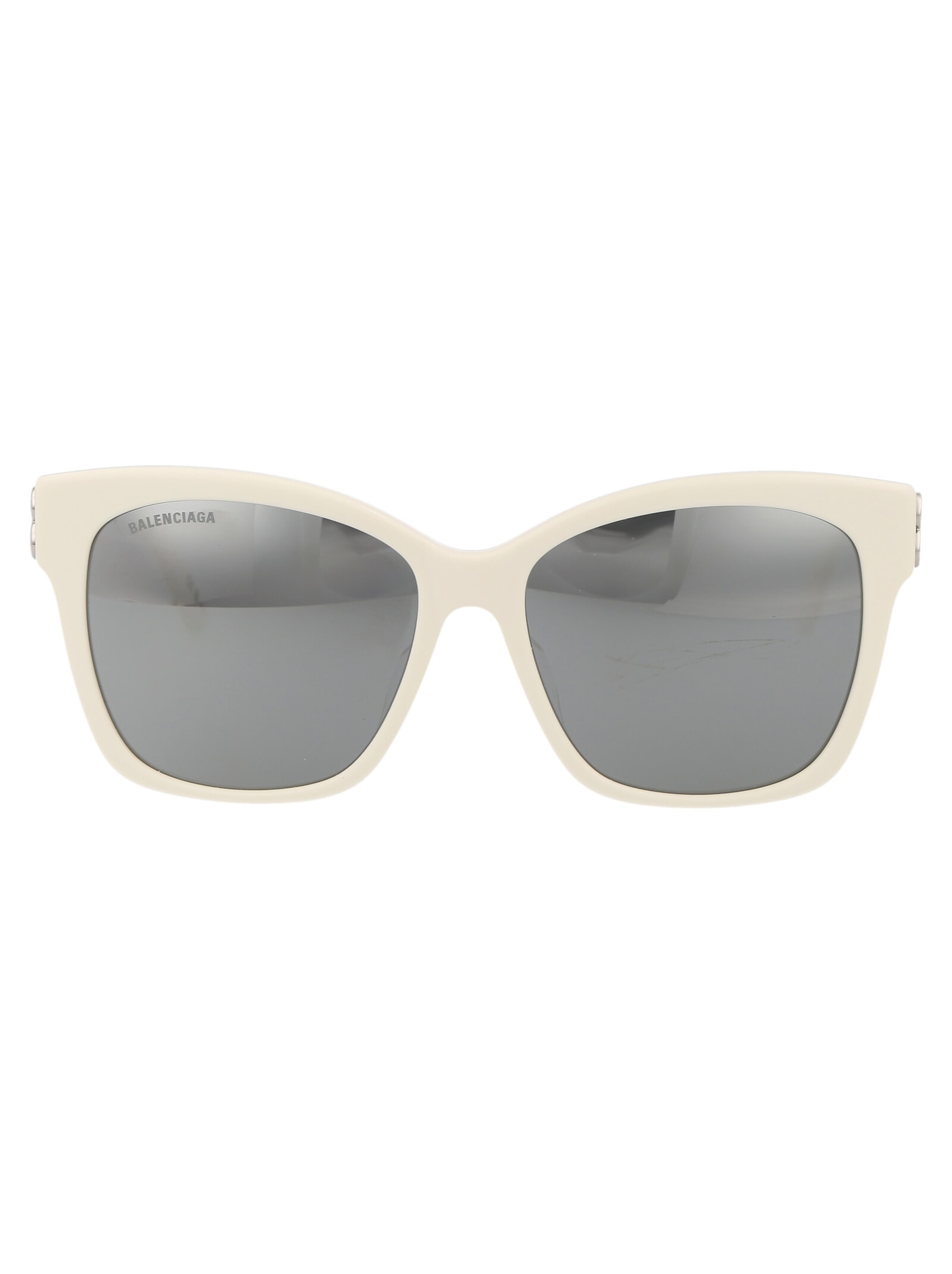 Shop Balenciaga Bb0102sa Sunglasses In 016 White Silver Silver