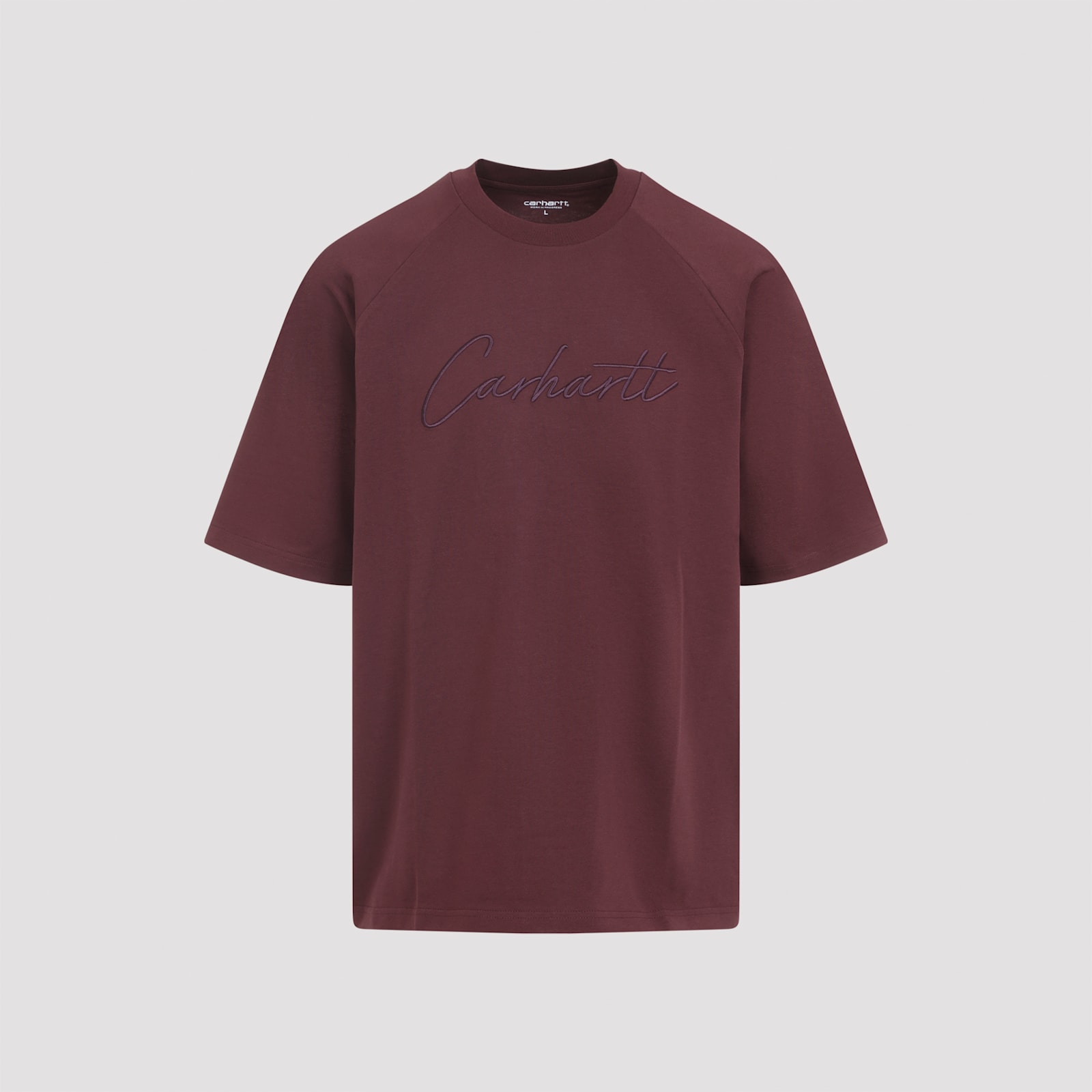 Carhartt Maroon Round Neck Logo T-shirt In Burgundy