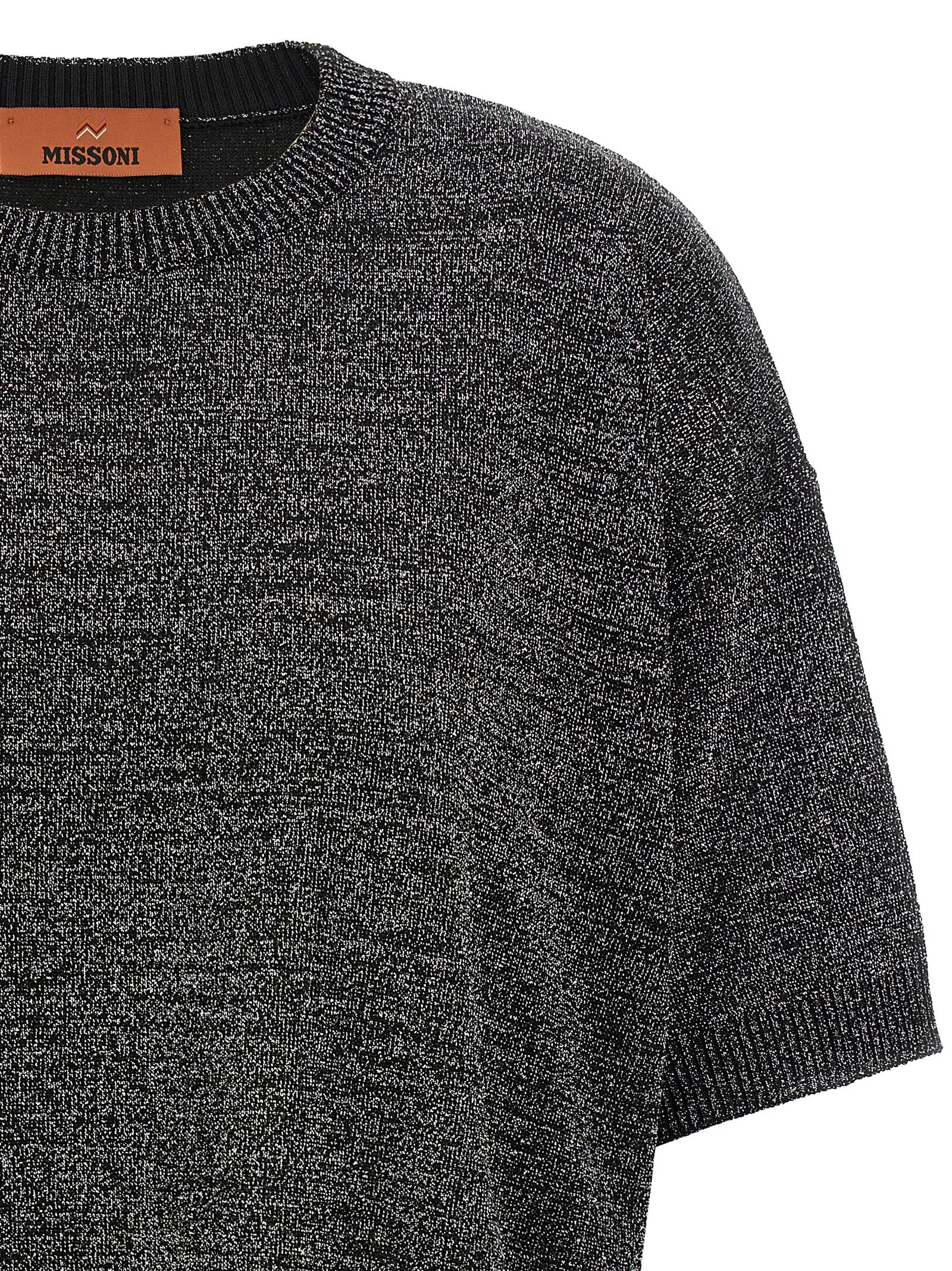 Missoni Metallic Crew Neck Knitwear T-shirt In Gray