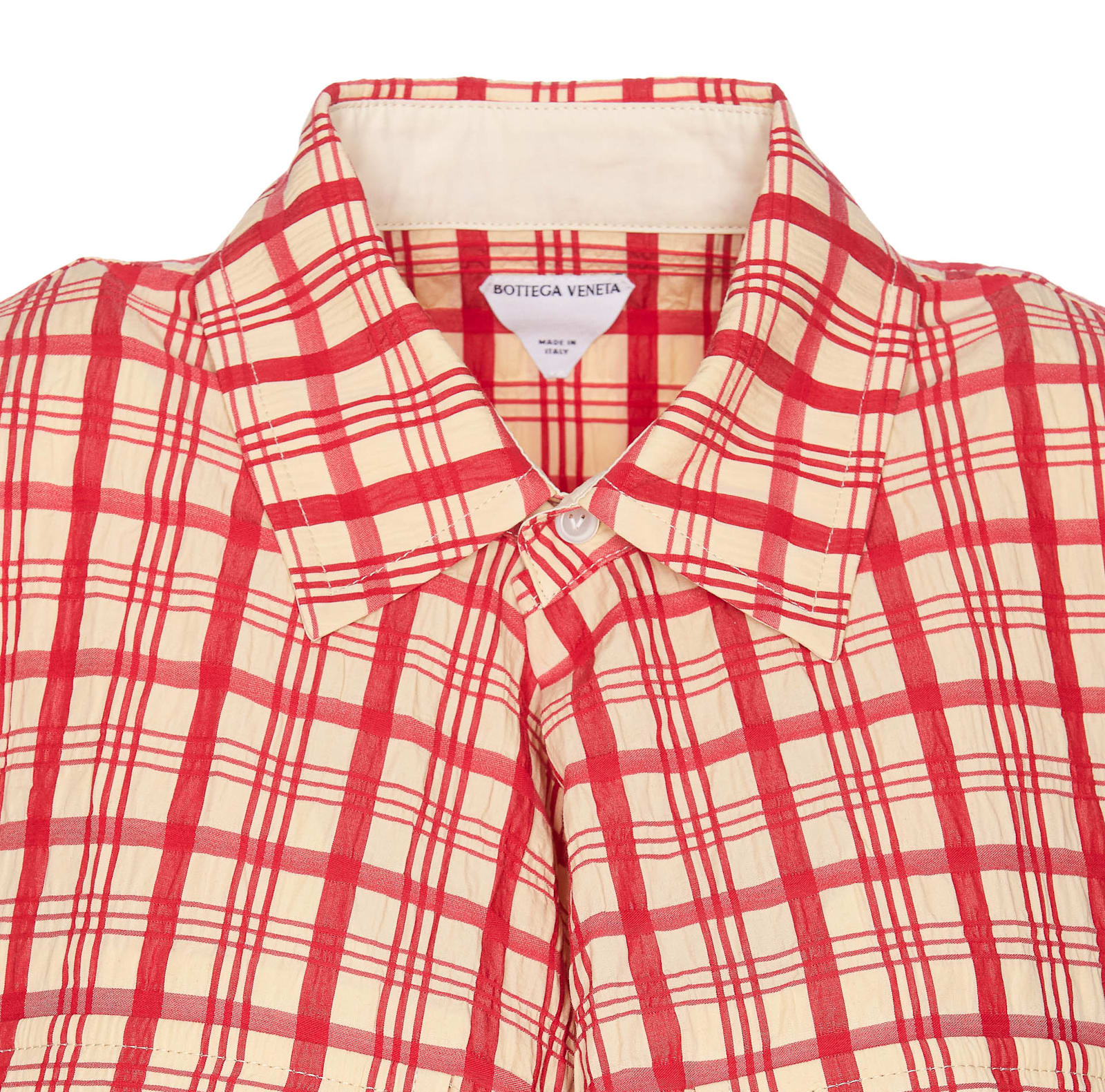 Bottega Veneta Checked Cotton Shirt In Red