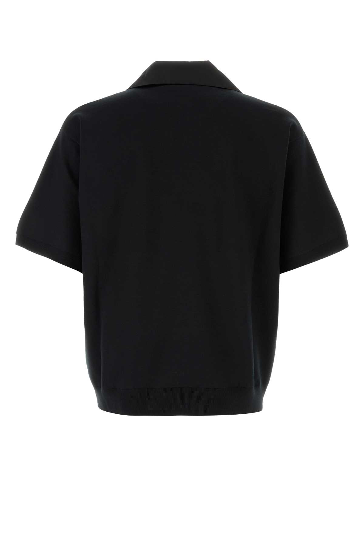 Shop Prada Black Wool Polo Shirt In Nero